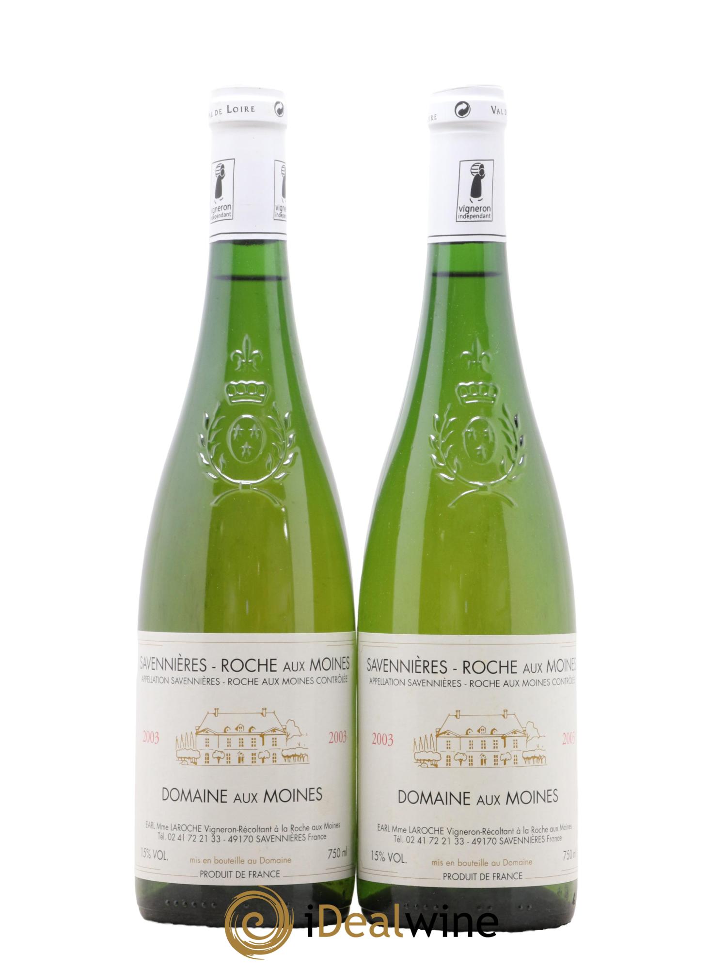 Savennières Roche aux Moines Domaine aux Moines 2003 - Lot of 2 bottles - 0