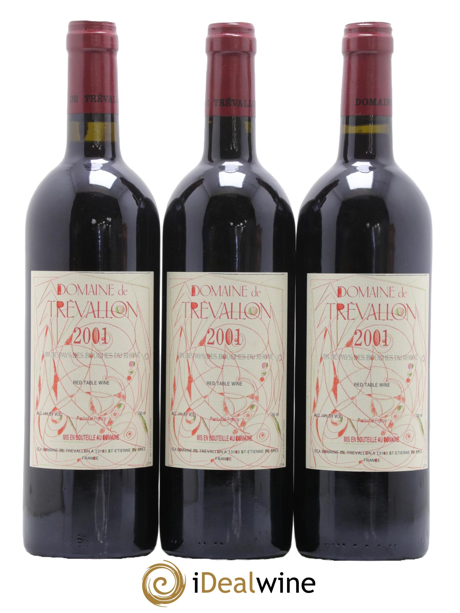 VDP Bouches du Rhône Trévallon (Domaine de) Eloi Dürrbach 2001 - Lot de 3 bouteilles - 0