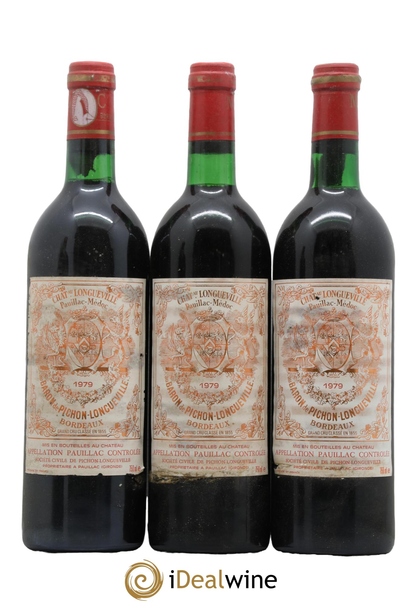 Pichon Longueville Baron 2ème Grand Cru Classé 1979 - Lot de 3 bouteilles - 0