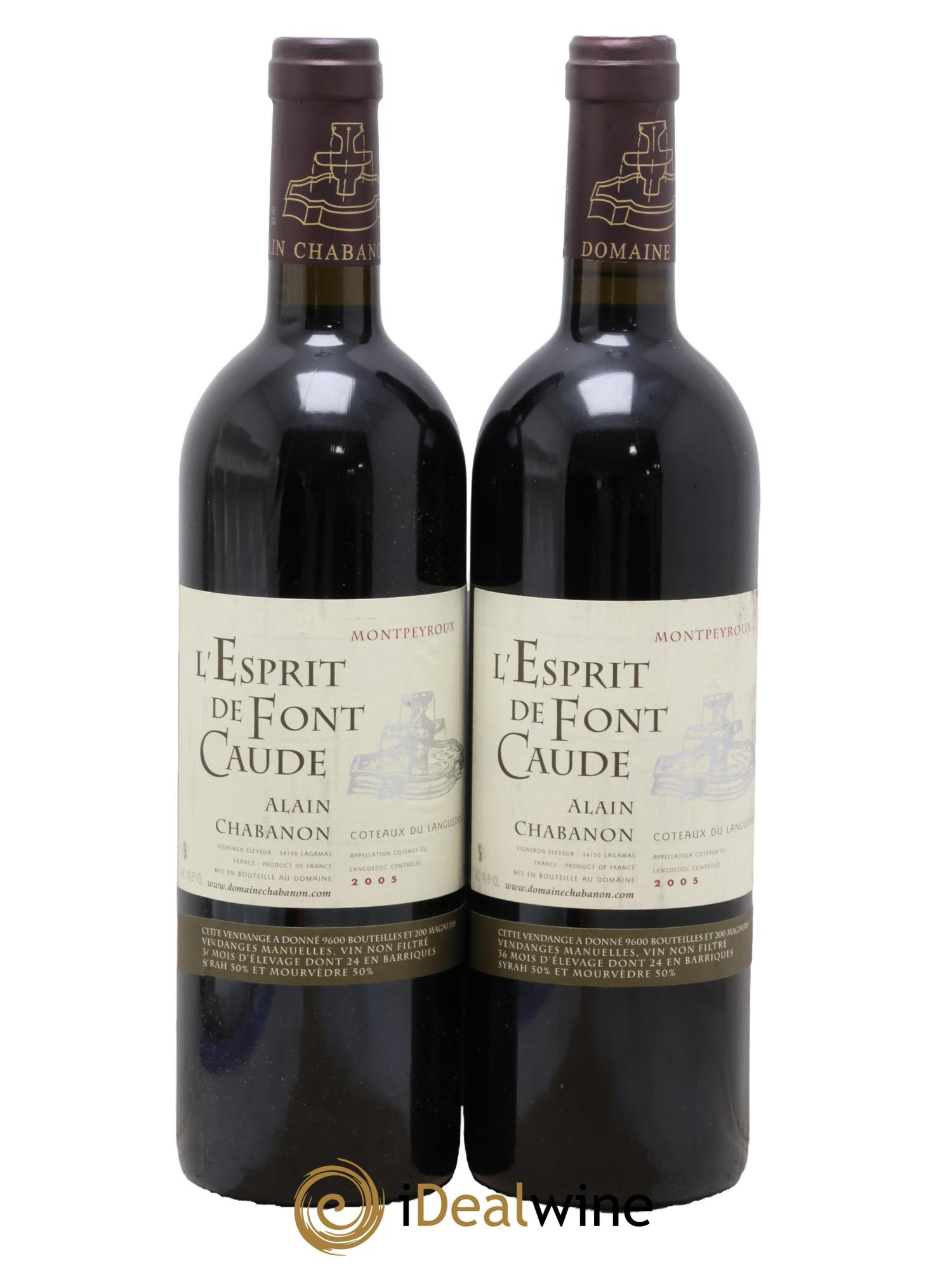 Languedoc Montpeyroux Alain Chabanon (Domaine) L'Esprit de Font Caude 2005 - Lot de 2 bouteilles - 0
