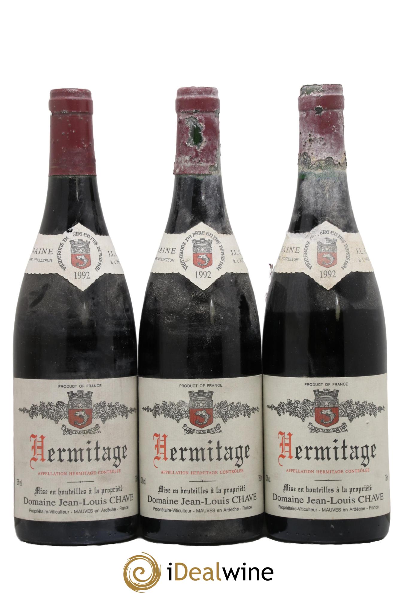Hermitage Jean-Louis Chave 1992 - Lot de 3 bouteilles - 0