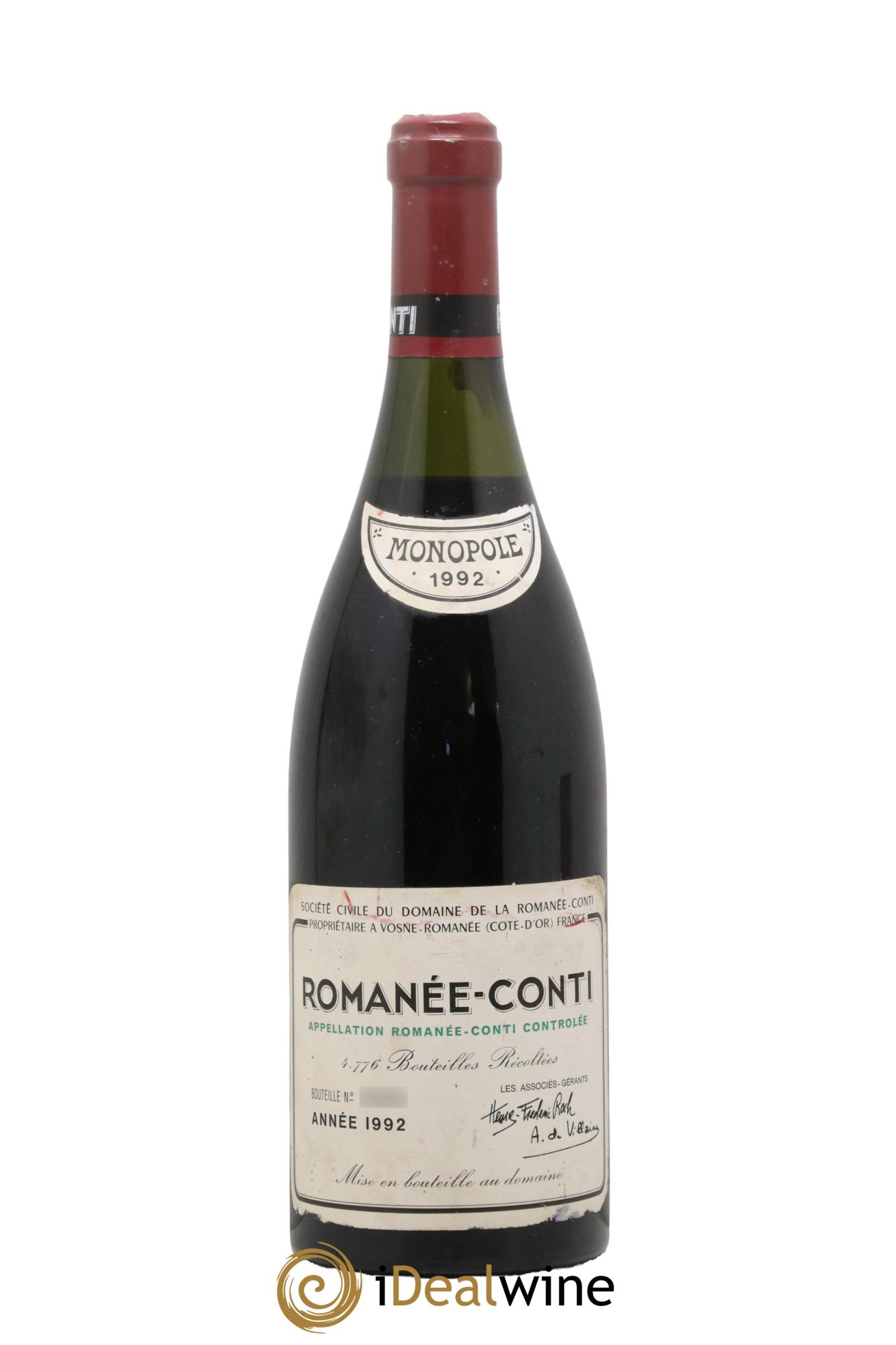 Romanée-Conti Grand Cru Domaine de la Romanée-Conti 1992 - Lot de 1 bouteille - 0