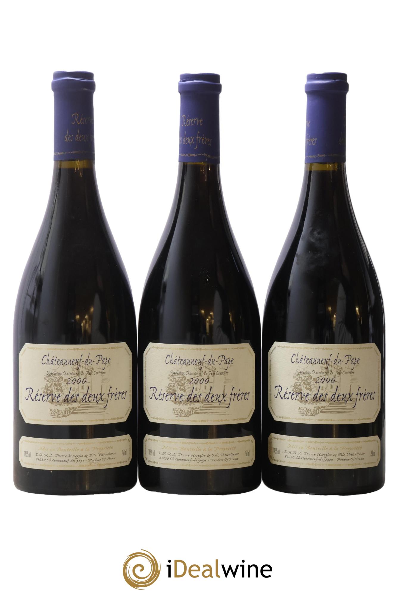 Châteauneuf-du-Pape Réserve des 2 frères Pierre Usseglio & Fils 2000 - Lot de 3 bouteilles - 0