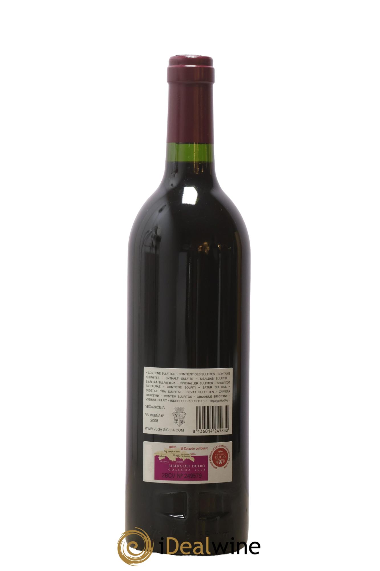 Ribera Del Duero DO Vega Sicilia Valbuena 5 ano Famille Alvarez 2008 - Lot de 1 bouteille - 1
