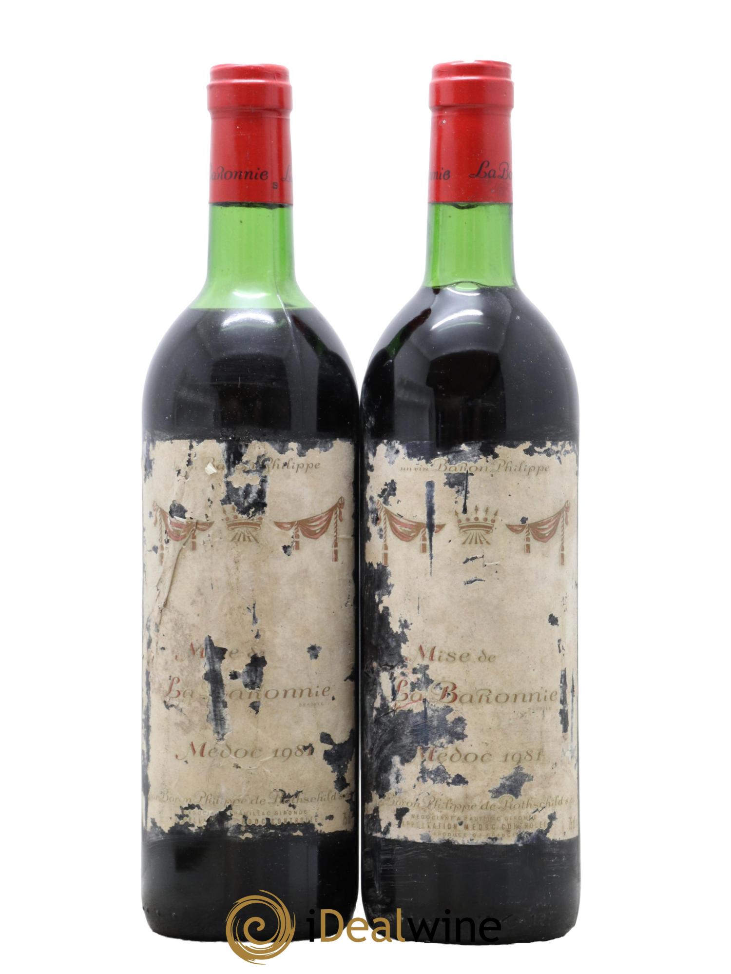 Médoc Mise De La Baronnie Baron Philippe De Rothschild 1981 - Lot de 2 bouteilles - 0