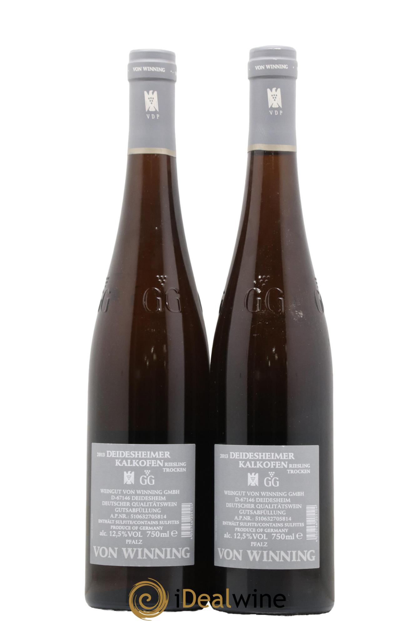 Allemagne Pfalz Riesling Grosses Gewachs Kalkofen Von Winning 2013 - Posten von 2 Flaschen - 1