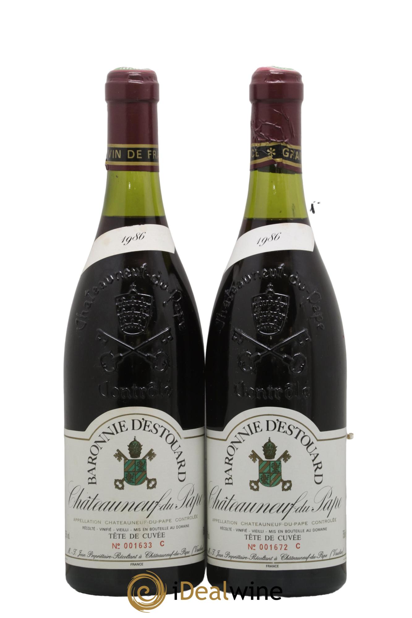 Châteauneuf-du-Pape Tête de Cuvée Baronnie d'Estouard 1986 - Lot of 2 bottles - 0