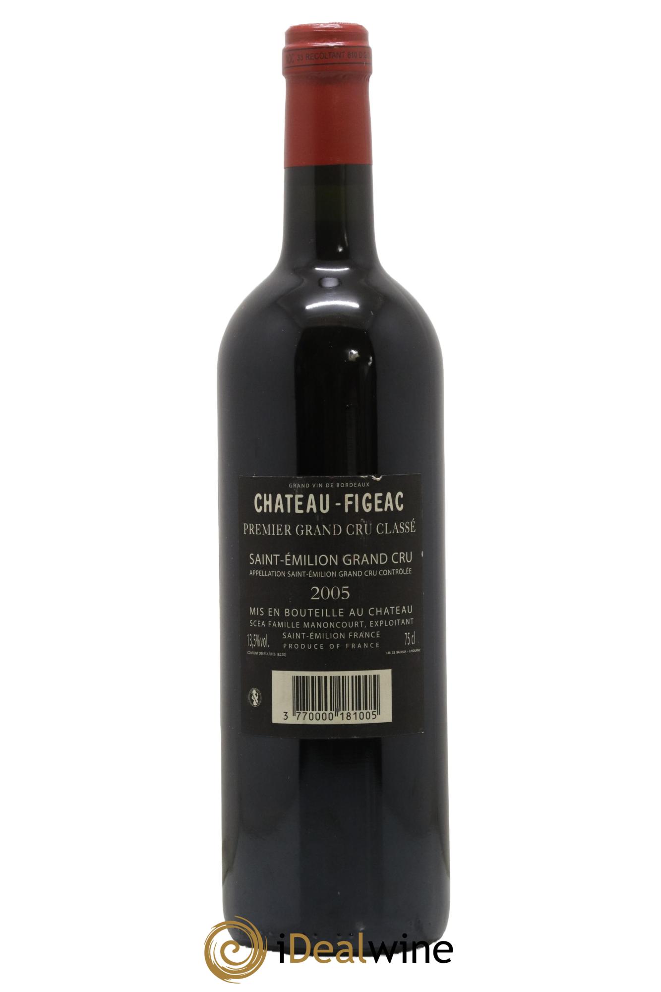 Château Figeac 1er Grand Cru Classé A 2005 - Lot de 1 bouteille - 1