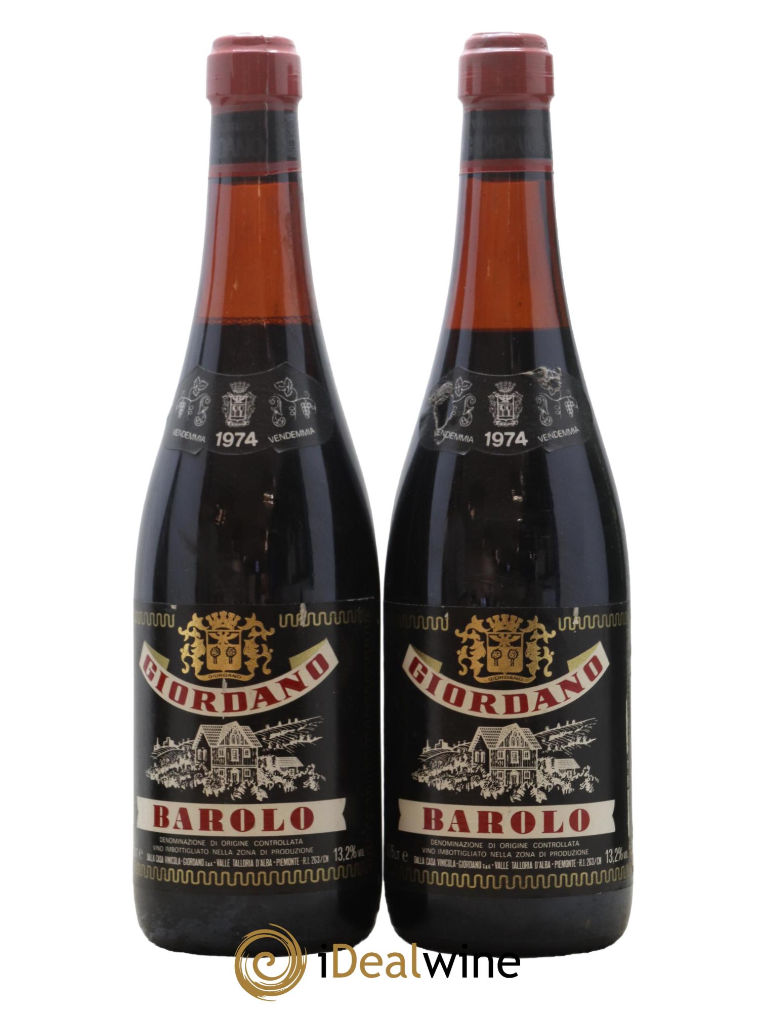 Barolo Giordano 1974 - Lot de 2 bouteilles - 0