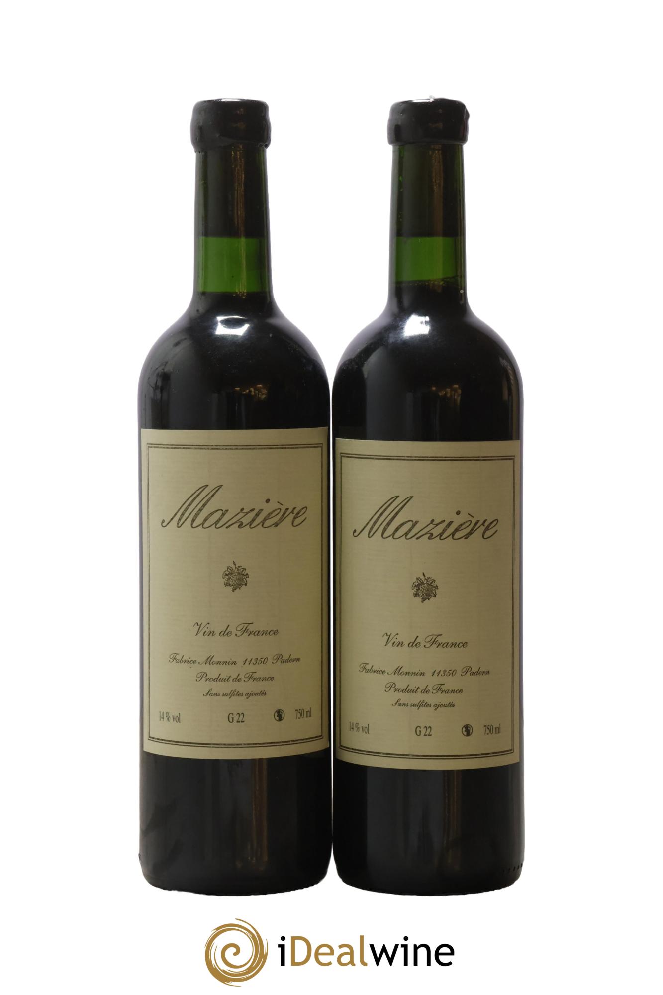 Vin de France Mazière Grenache Fabrice Monnin 2022 - Lot de 2 bouteilles - 0