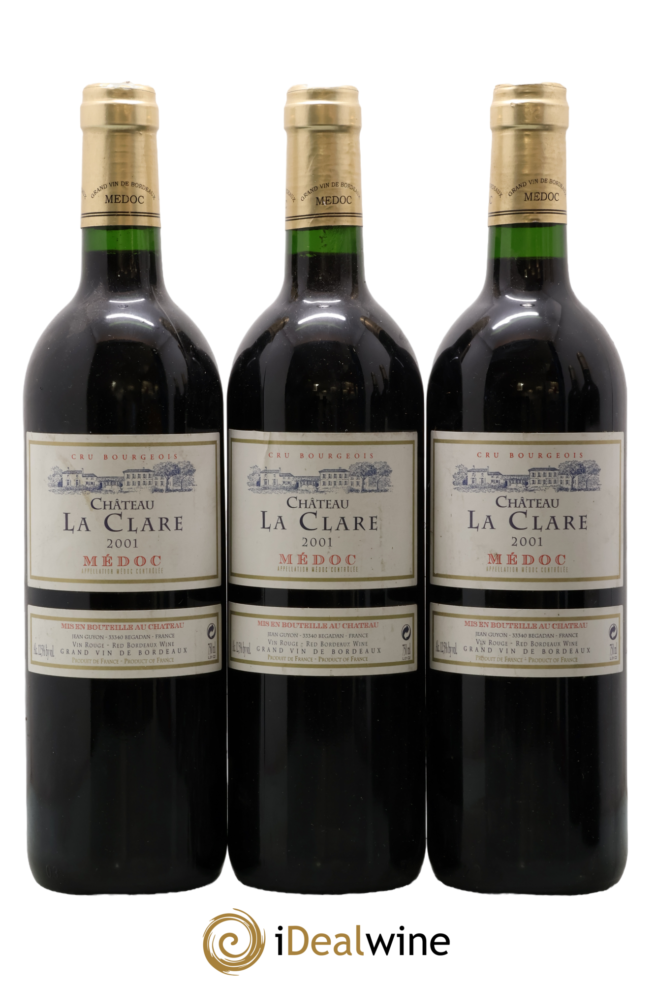 Château la Clare Cru Bourgeois 2001 - Lot de 3 bouteilles - 0