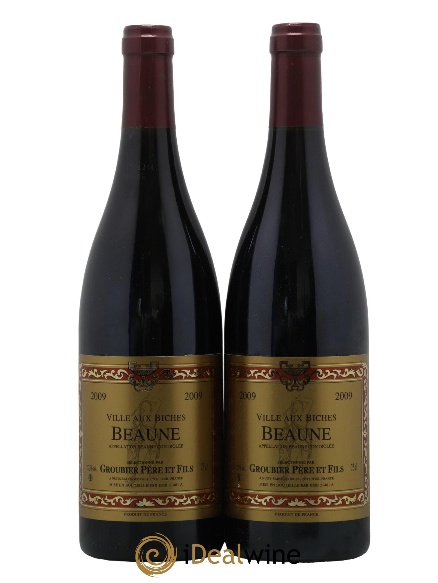 Beaune Ville Aux Biches Groubier 2009 - Lot de 2 bouteilles - 0