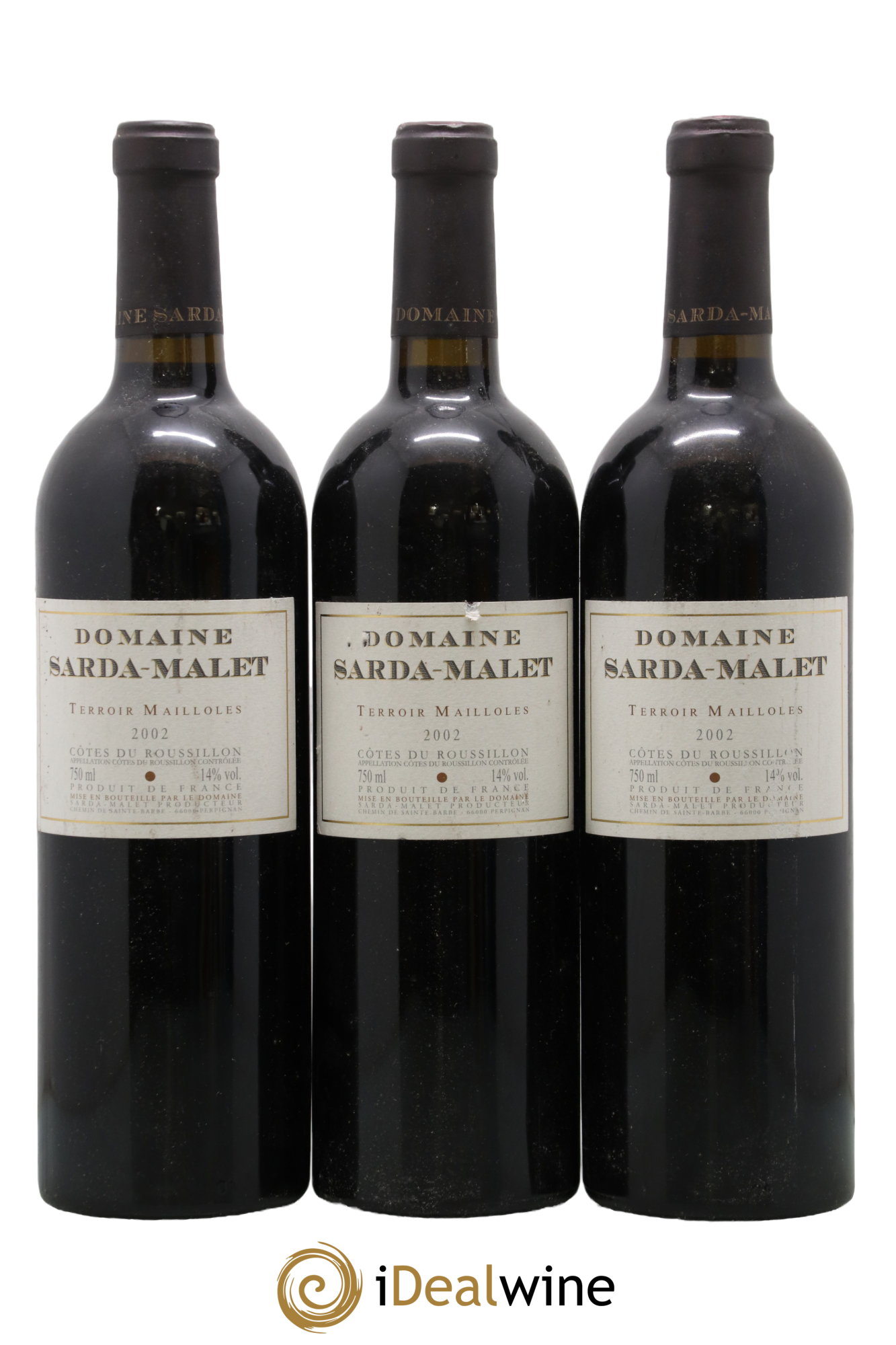 Côtes du Roussillon Domaine Sarda-Malet Terroir de Mailloles Jérôme Malet 2002 - Lot de 3 bouteilles - 0