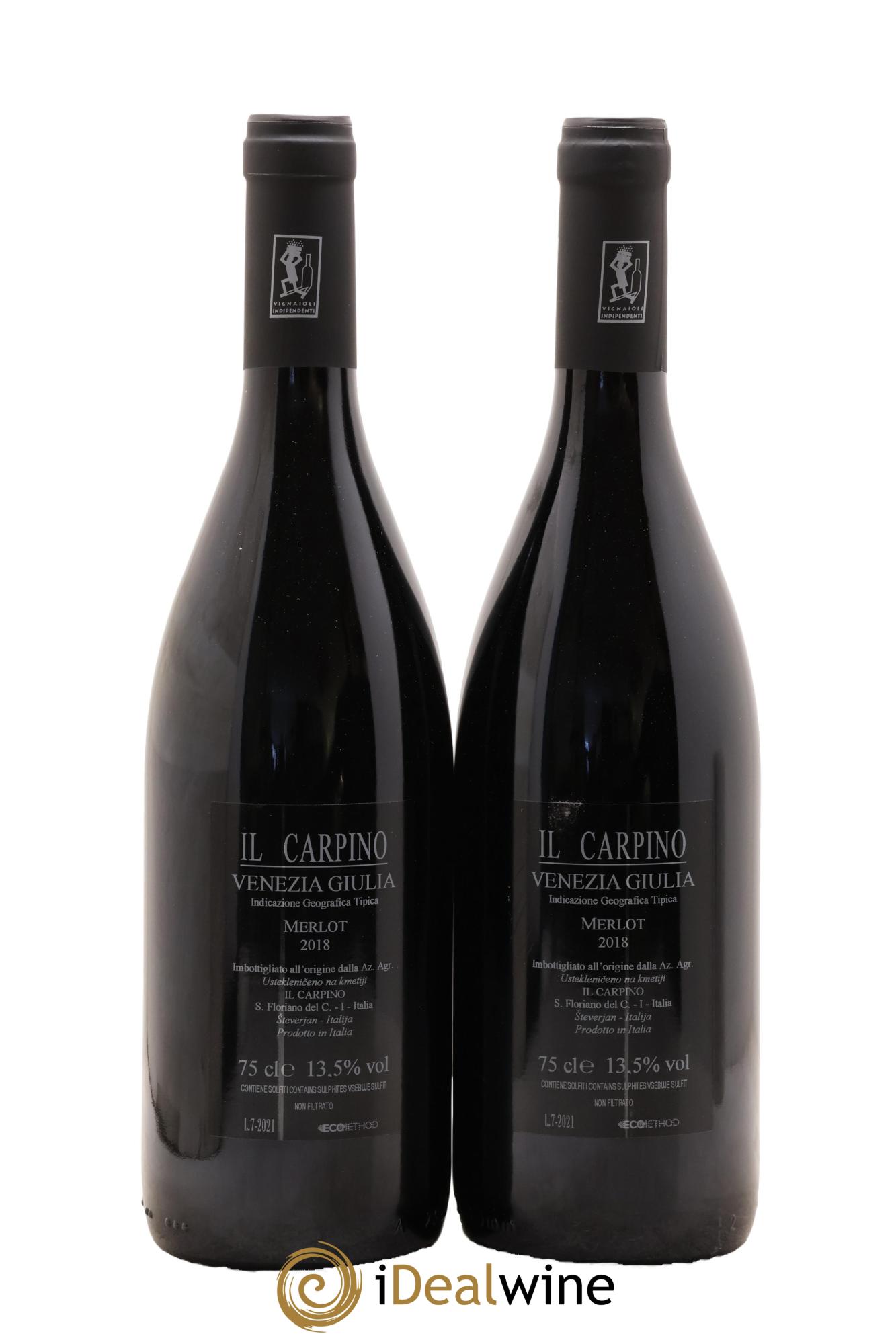 Italie Venezia Giulia IGT Merlot Il Carpino 2018 - Lot de 2 bouteilles - 1