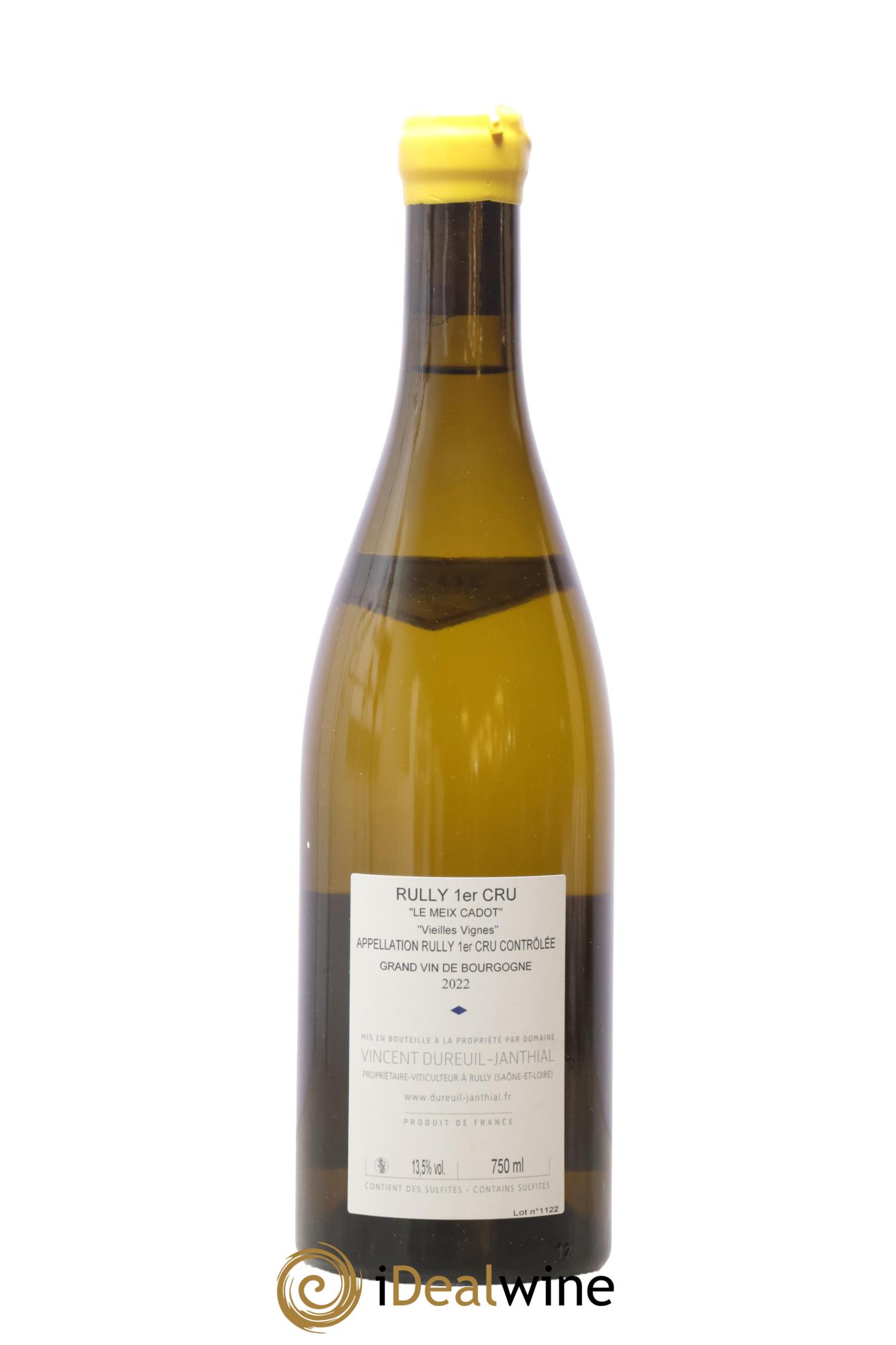 Rully 1er Cru Le Meix Cadot Vieilles Vignes Vincent Dureuil-Janthial 2022 - Lot de 1 bouteille - 1