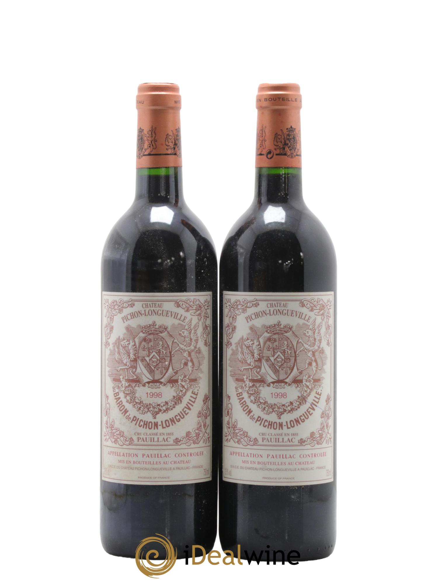 Pichon Longueville Baron 2ème Grand Cru Classé 1998 - Lot de 2 bouteilles - 0