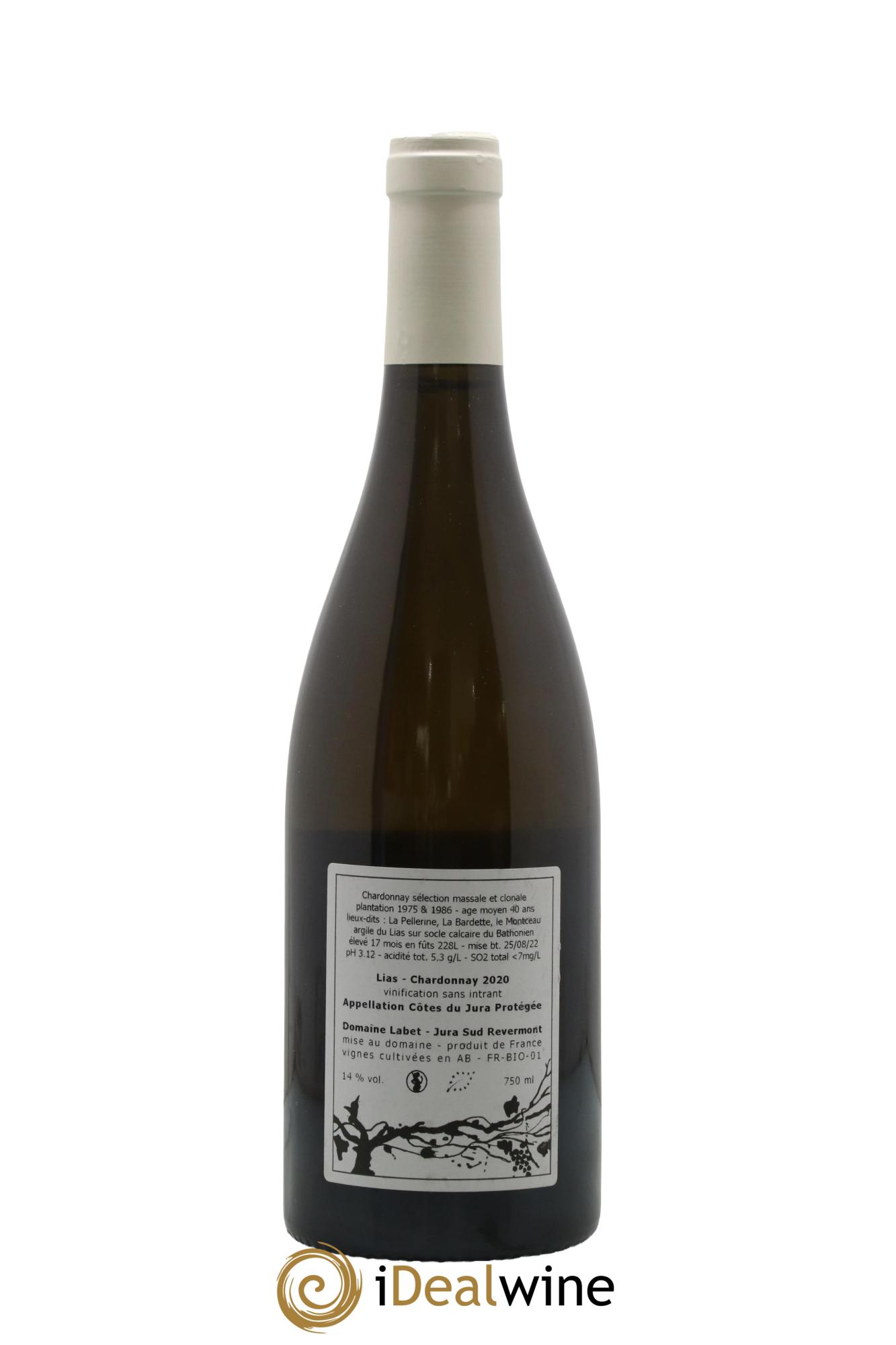 Côtes du Jura Chardonnay Lias Romain - Julien - Charline Labet 2020 - Lot de 1 bouteille - 1