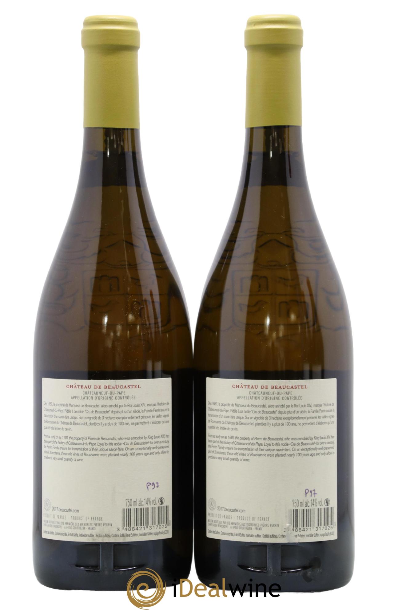 Châteauneuf-du-Pape Château de Beaucastel Vieilles vignes Roussanne Famille Perrin 2017 - Posten von 2 Flaschen - 1