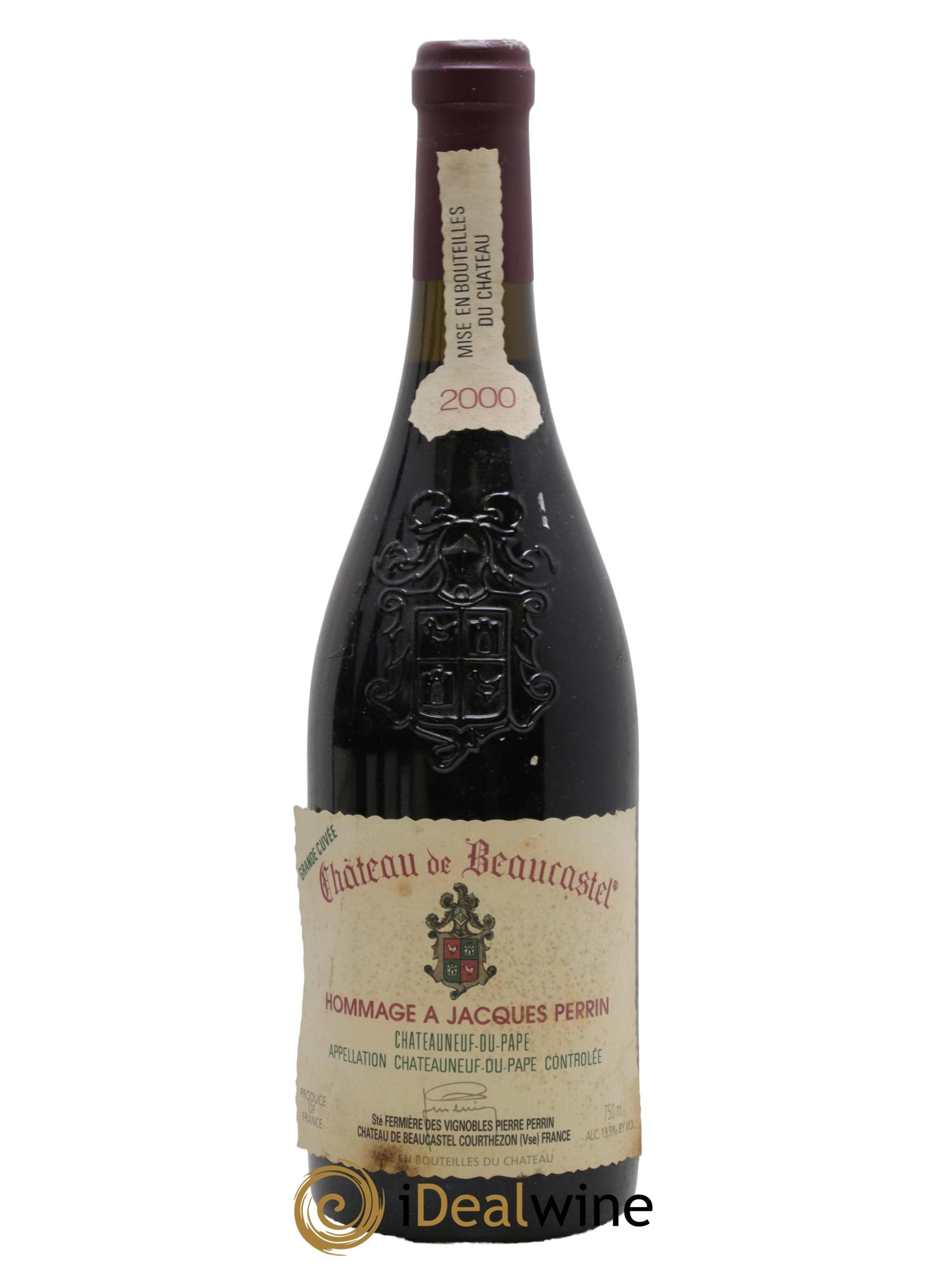 Châteauneuf-du-Pape Château de Beaucastel Hommage à Jacques Perrin Famille Perrin 2000 - Lot de 1 bouteille - 0