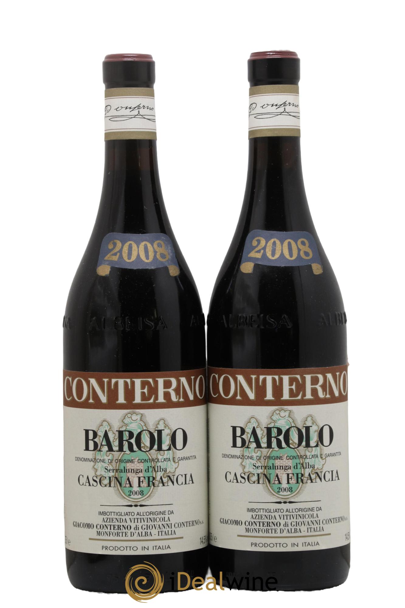 Barolo DOCG Cascina Francia Giacomo Conterno 2008 - Lot de 2 bouteilles - 0