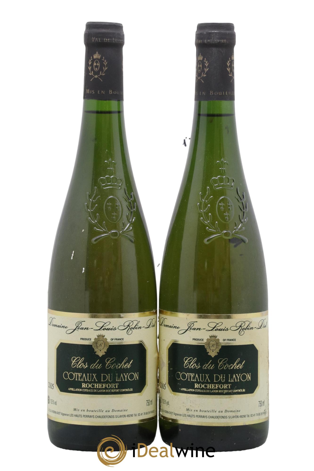 Coteaux du Layon Rochefort Clos du Cochet Domaine Jean-Louis Robin-Diot 2005 - Lotto di 2 bottiglie - 0