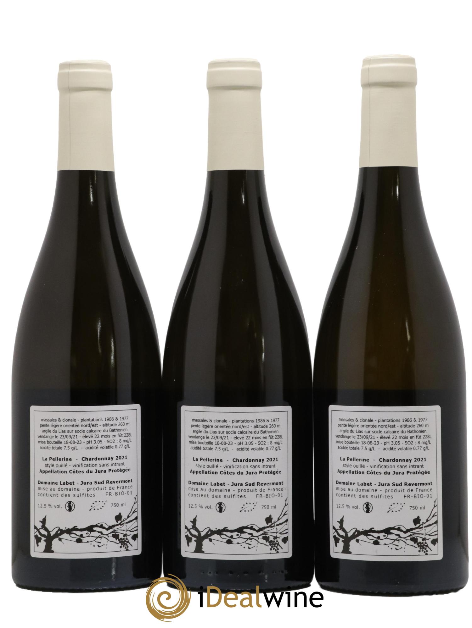 Côtes du Jura Chardonnay La Pellerine Romain - Julien - Charline Labet 2021 - Posten von 3 Flaschen - 1
