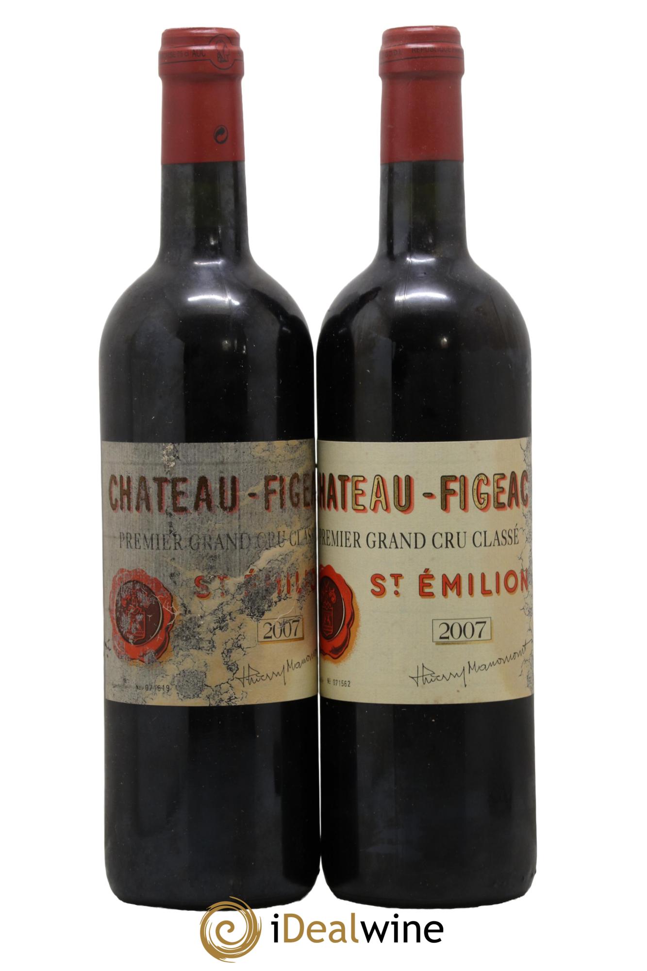 Château Figeac 1er Grand Cru Classé A 2007 - Lotto di 2 bottiglie - 0
