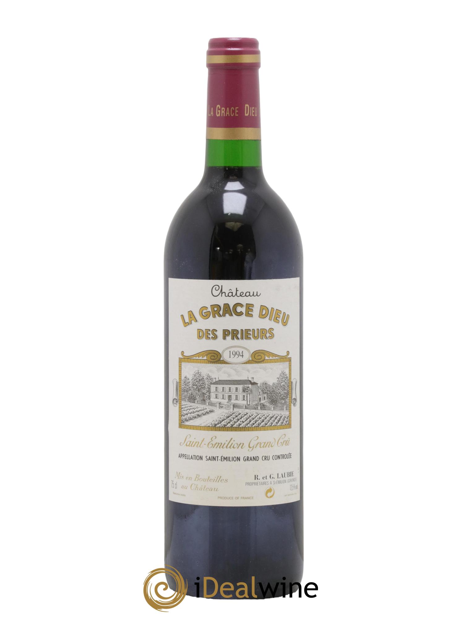 Saint-Émilion Grand Cru Château La Grâce Dieu des Prieurs 1994 - Lot de 1 bouteille - 0