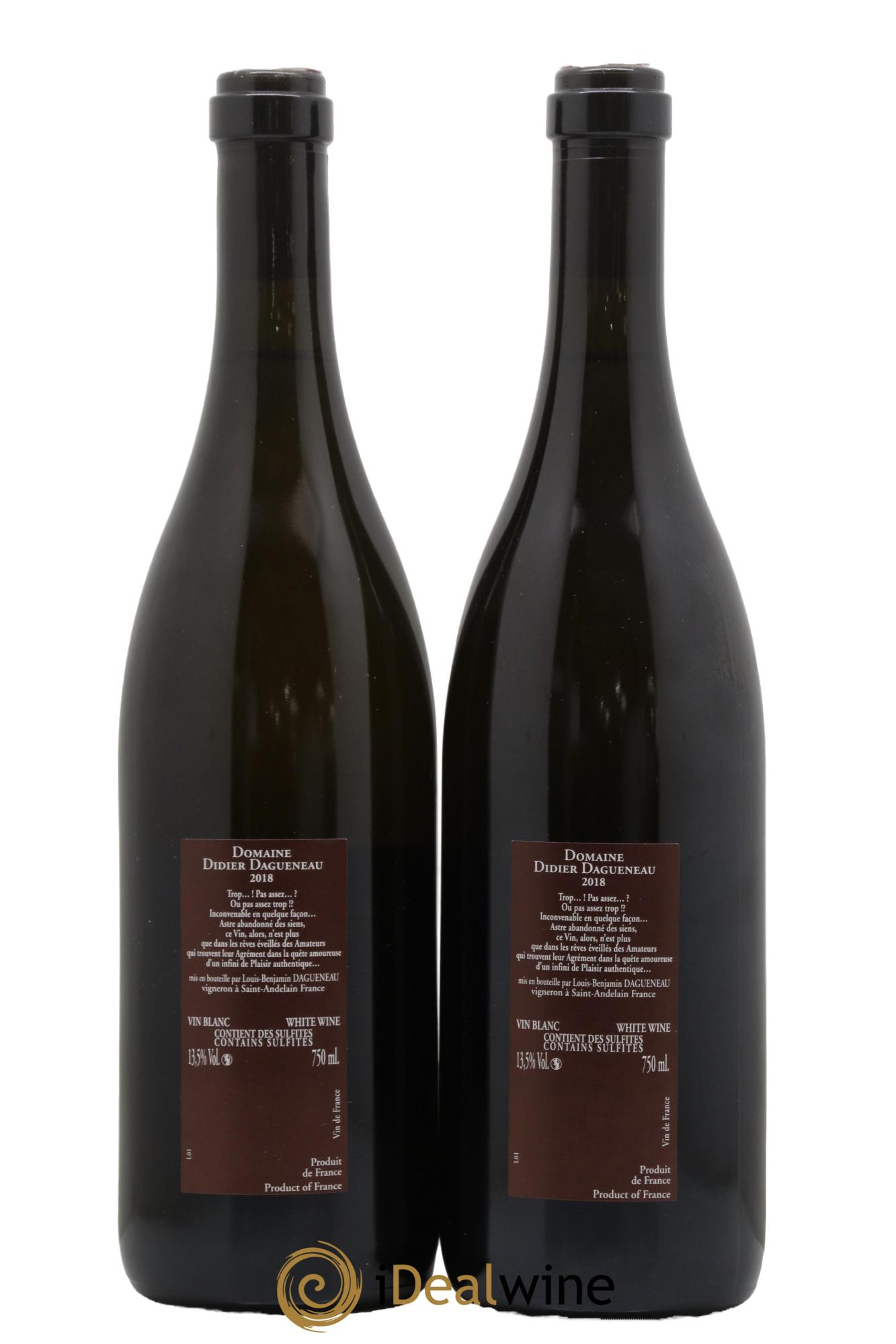 Vin de France (anciennement Pouilly-Fumé) Pur Sang Dagueneau (Domaine Didier - Louis-Benjamin) 2018 - Lot of 2 bottles - 1