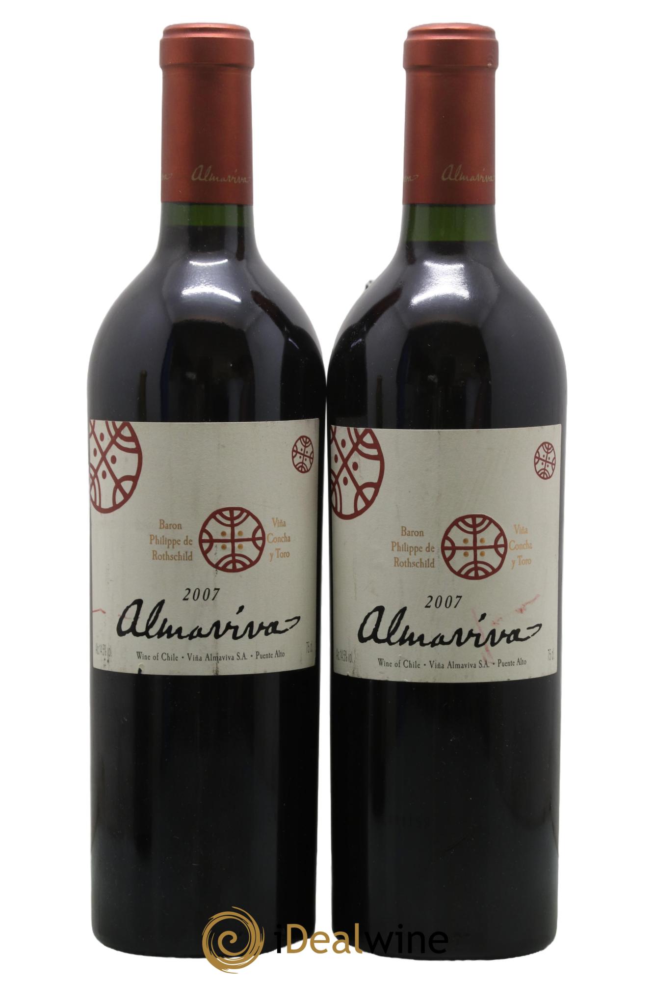 Chili Almaviva Baron P. de Rothschild Concha y Toro 2007 - Lotto di 2 bottiglie - 0