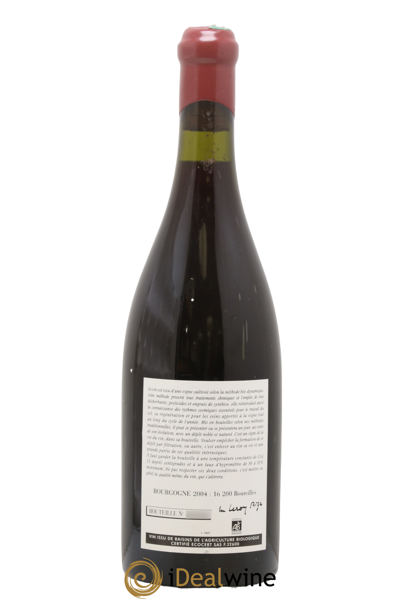Bourgogne Leroy (Domaine) 2004 - Lot of 1 bottle - 1