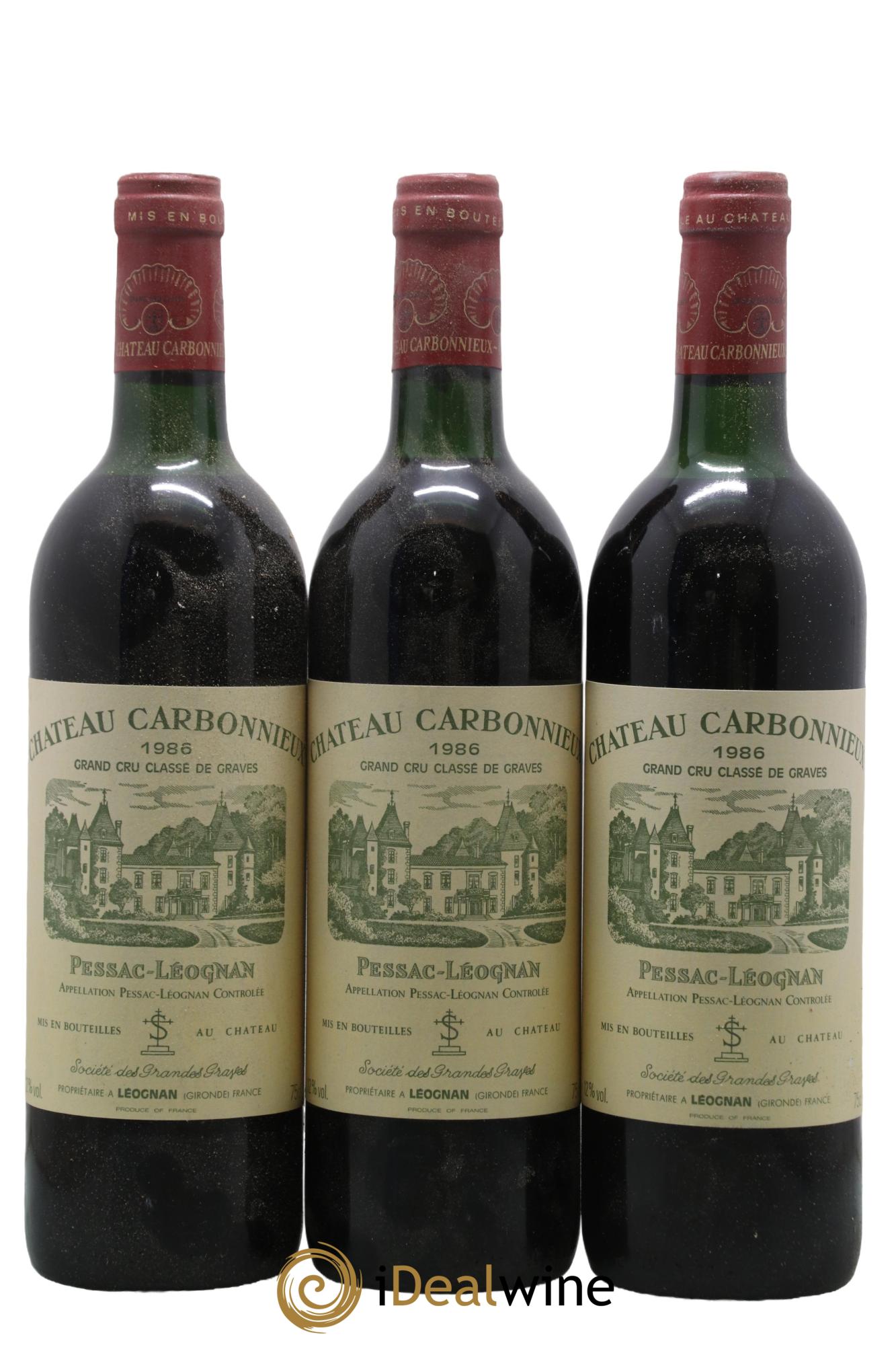 Château Carbonnieux Cru Classé de Graves 1986 - Lot of 3 bottles - 0