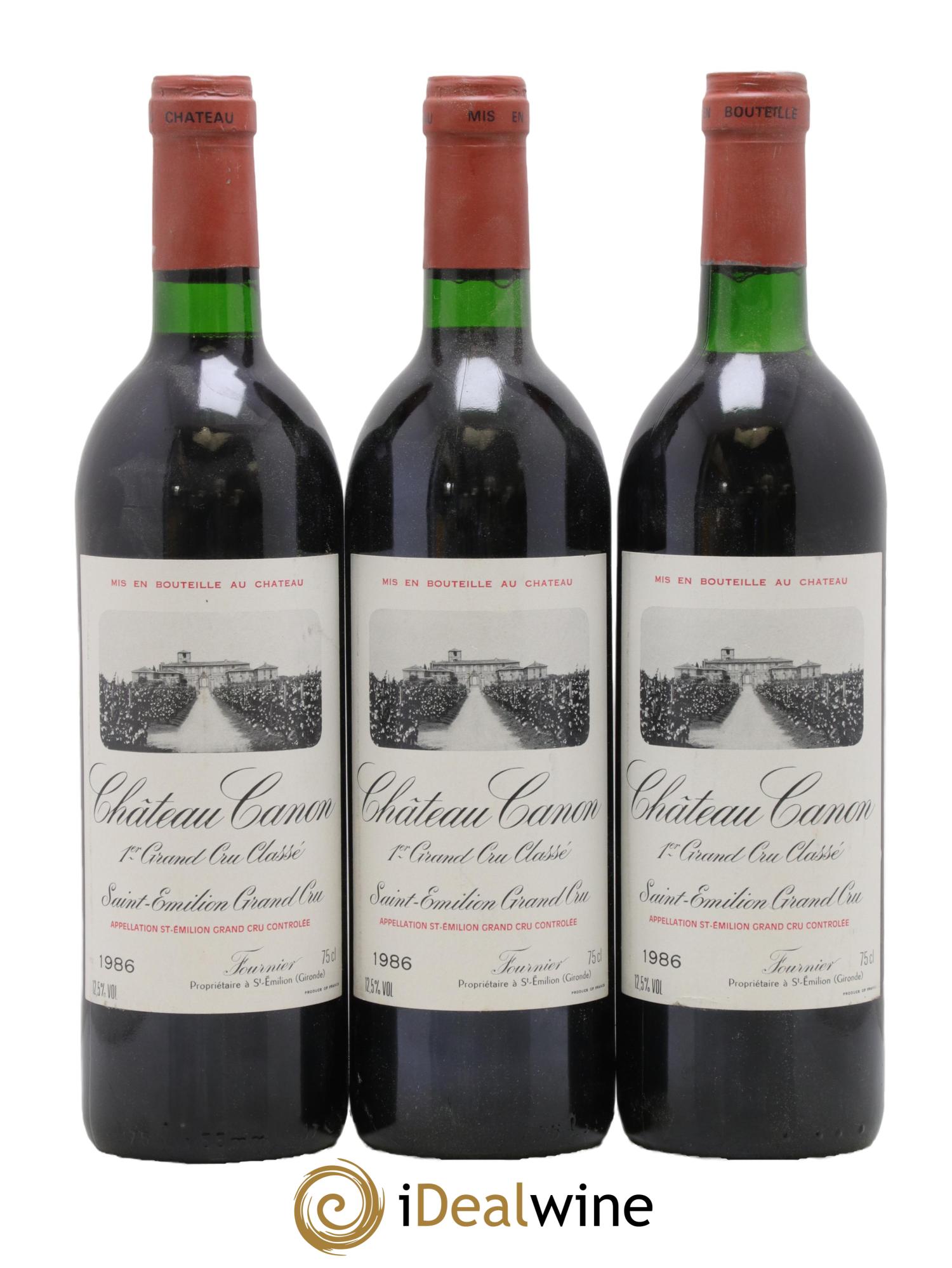 Château Canon 1er Grand Cru Classé B 1986 - Lot de 3 bouteilles - 0
