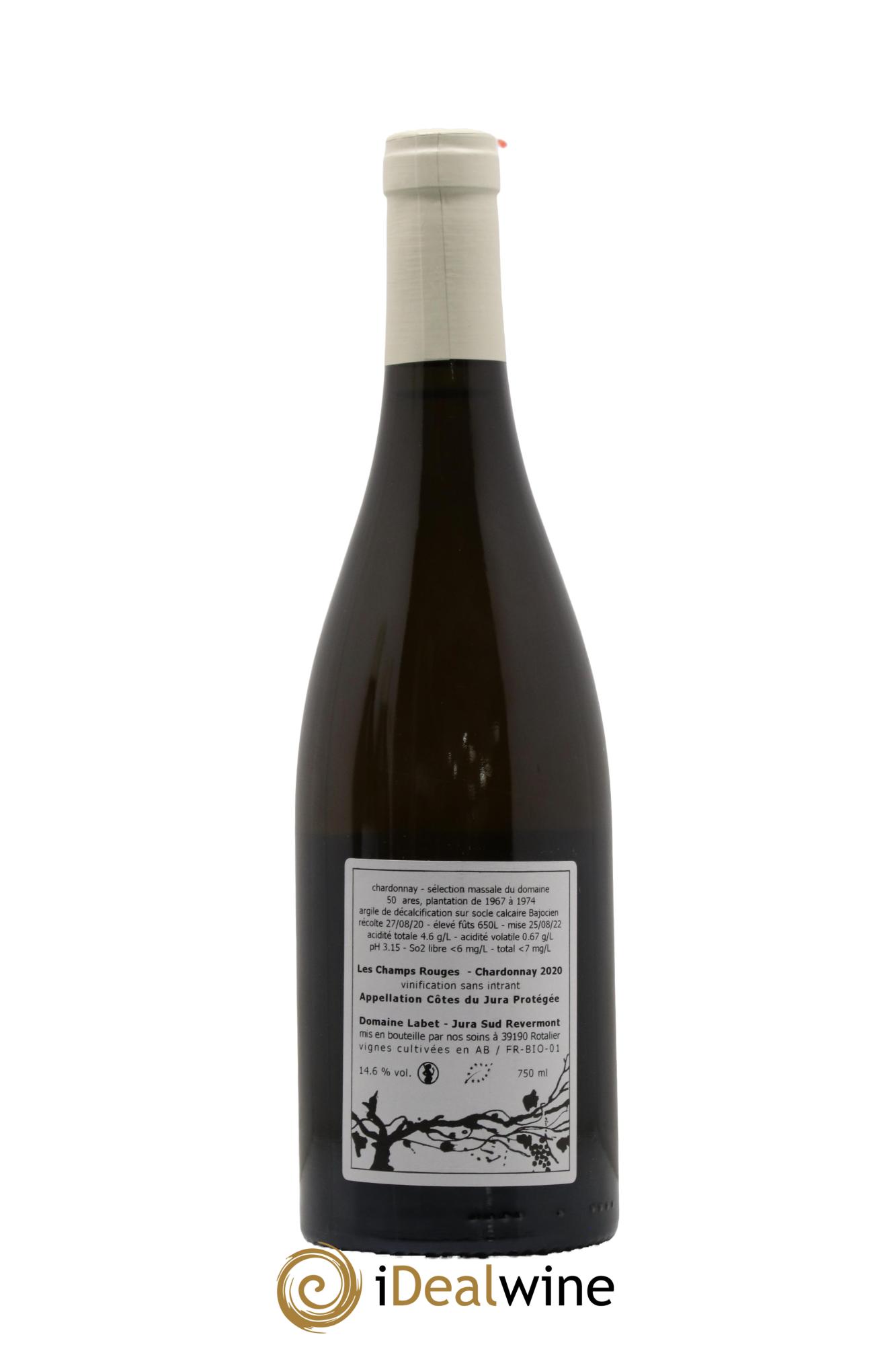 Côtes du Jura Chardonnay Les Champs Rouges Romain - Julien - Charline Labet 2020 - Lot de 1 bouteille - 1