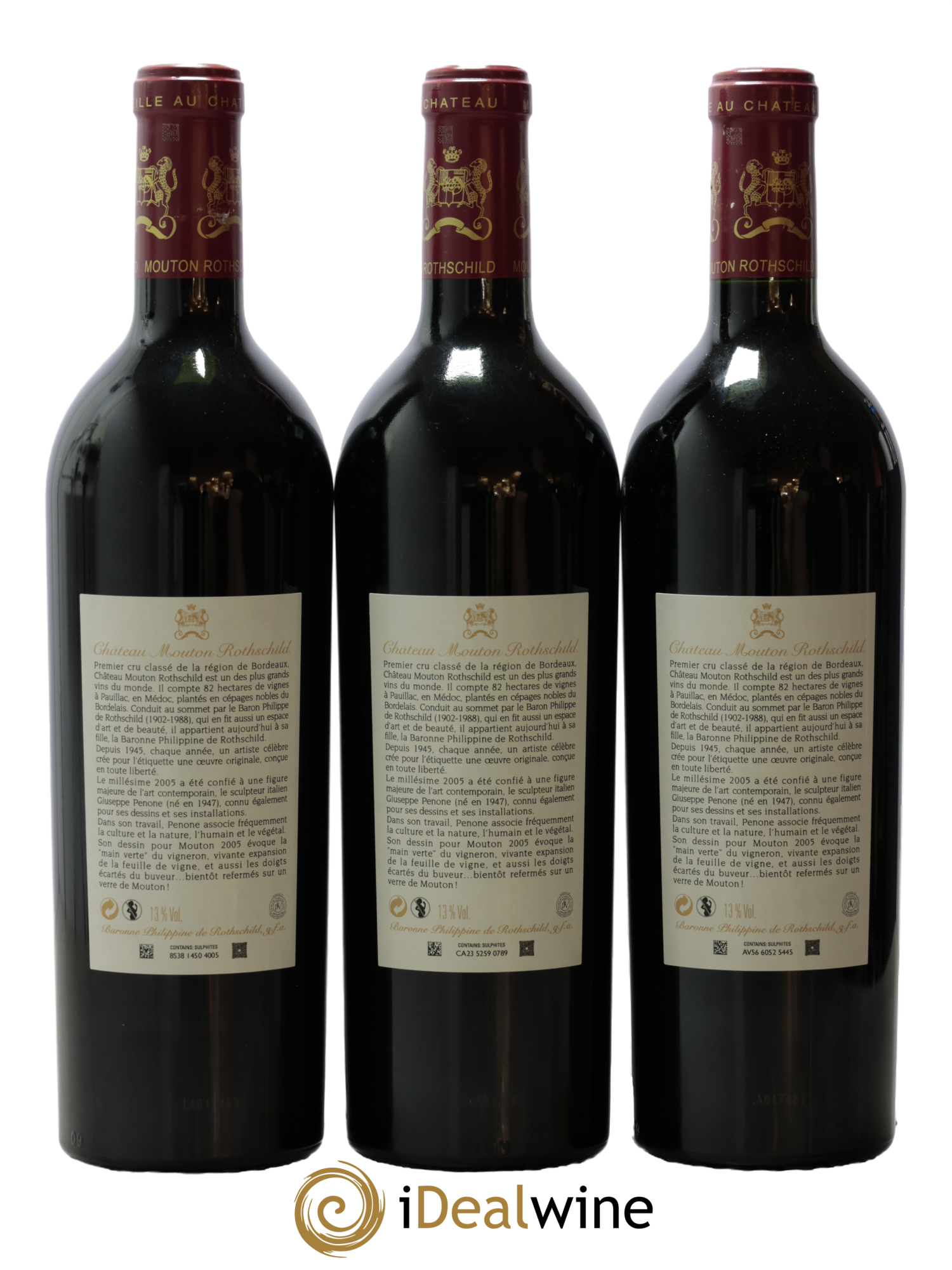 Château Mouton Rothschild 1er Grand Cru Classé 2005 - Lot de 3 bouteilles - 1