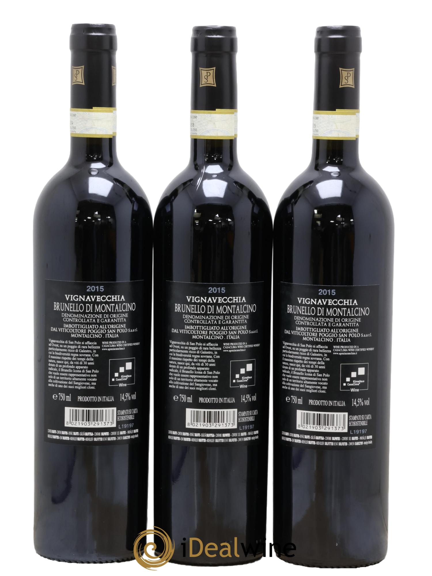 Brunello di Montalcino San Polo Vignavecchia 2015 - Lot de 3 bouteilles - 2