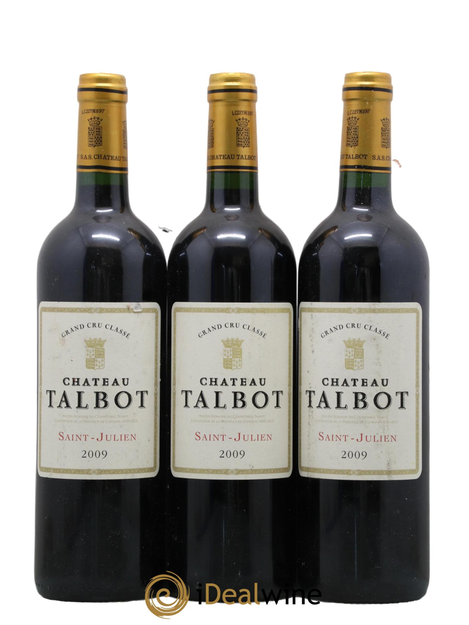 Château Talbot 4ème Grand Cru Classé 2009 - Lot de 3 bouteilles - 0