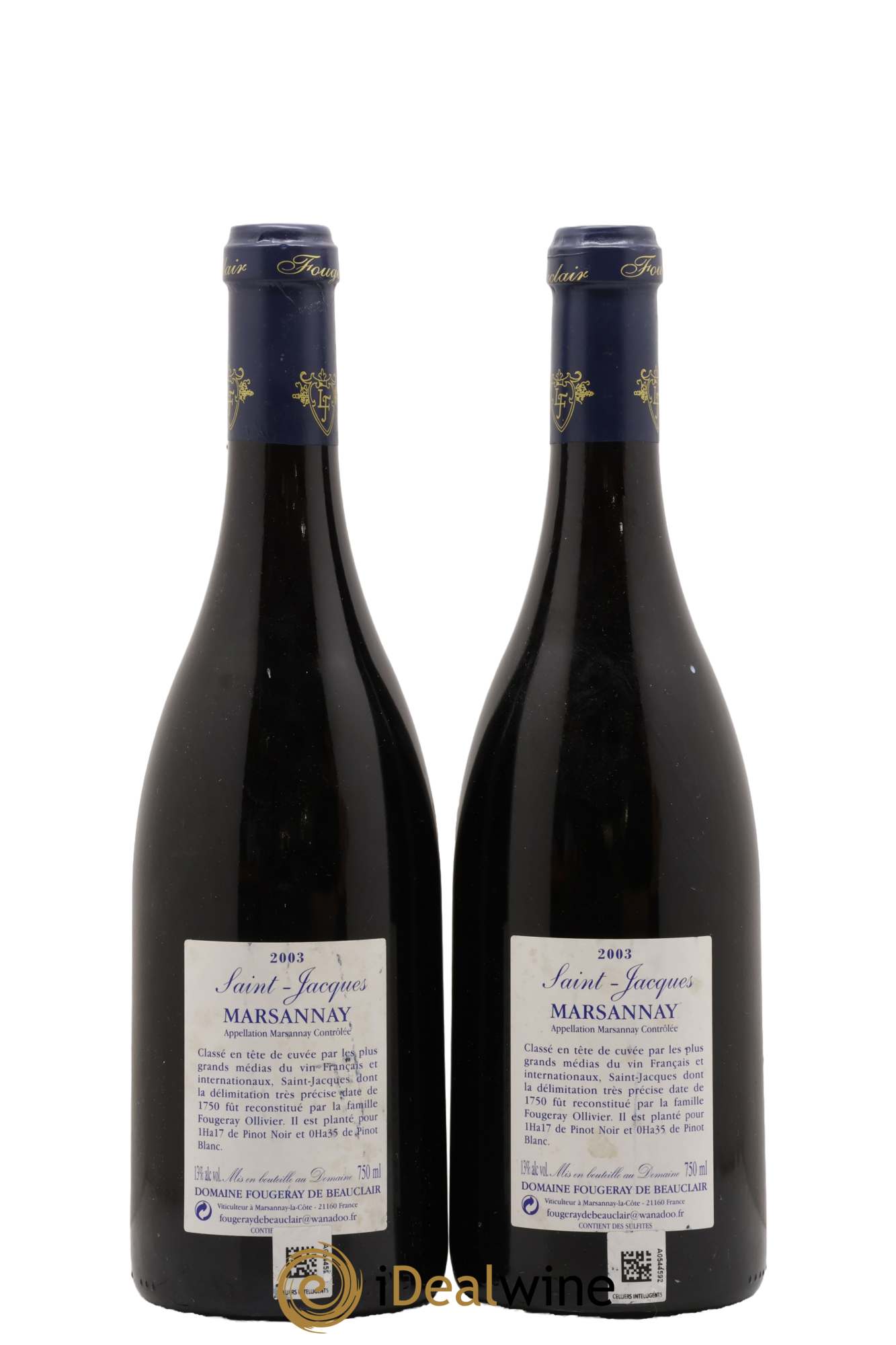 Marsannay Les Saint-Jacques Fougeray de Beauclair 2003 - Lot de 2 bouteilles - 1
