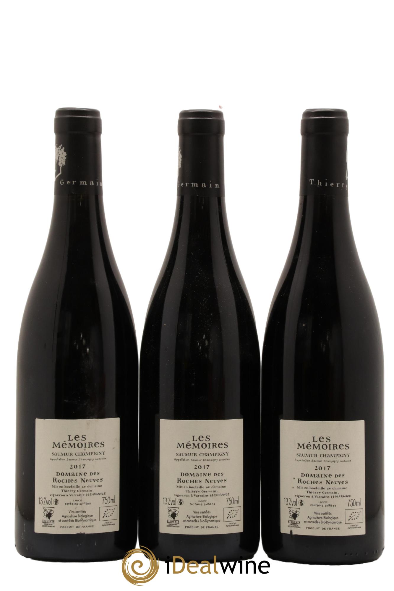 Saumur-Champigny Les Mémoires Domaine des Roches Neuves - Thierry Germain 2017 - Lot de 3 bouteilles - 1
