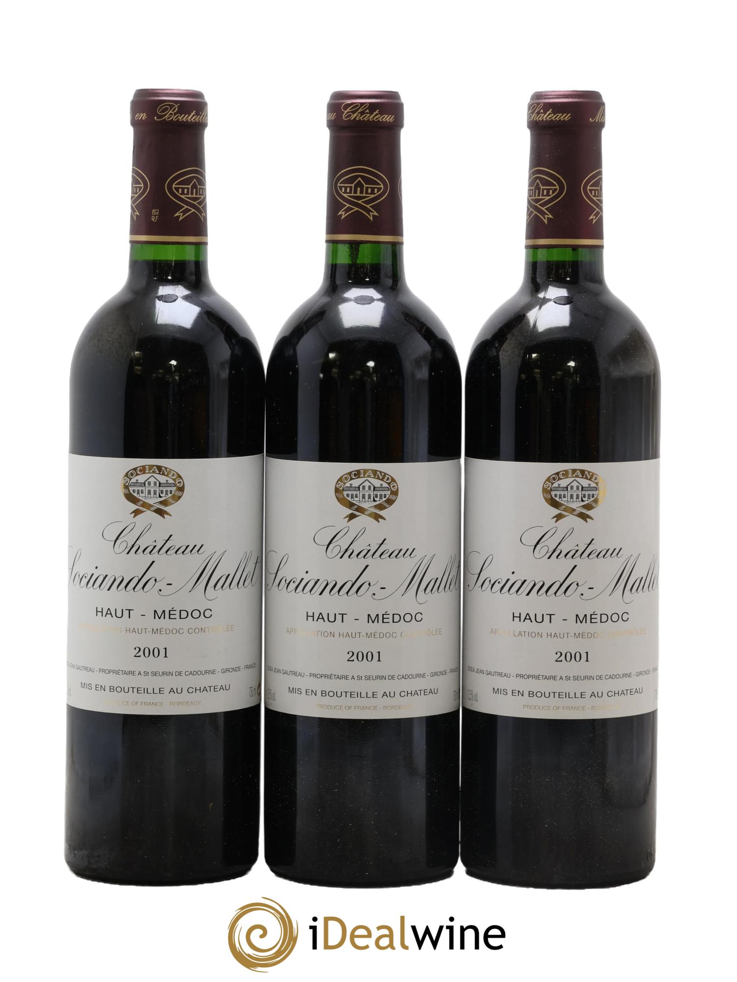 Château Sociando Mallet 2001 - Posten von 3 Flaschen - 0