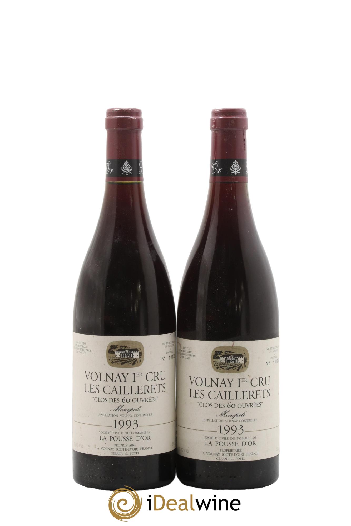 Volnay 1er Cru Clos des 60 ouvrées La Pousse d'Or (Domaine de) 1993 - Lot of 2 bottles - 0