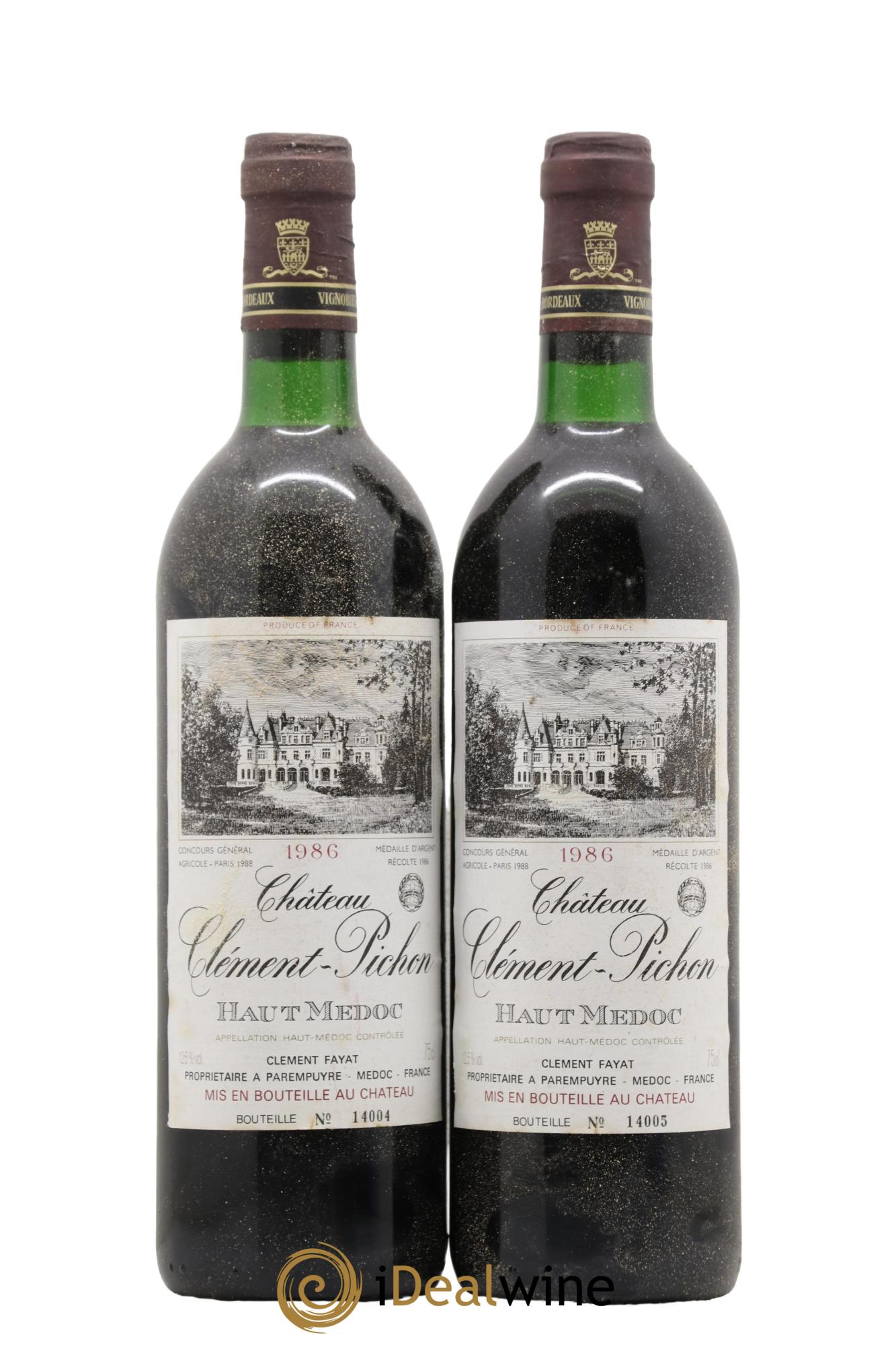 Château Clément-Pichon Cru Bourgeois 1986 - Lot de 2 bouteilles - 0