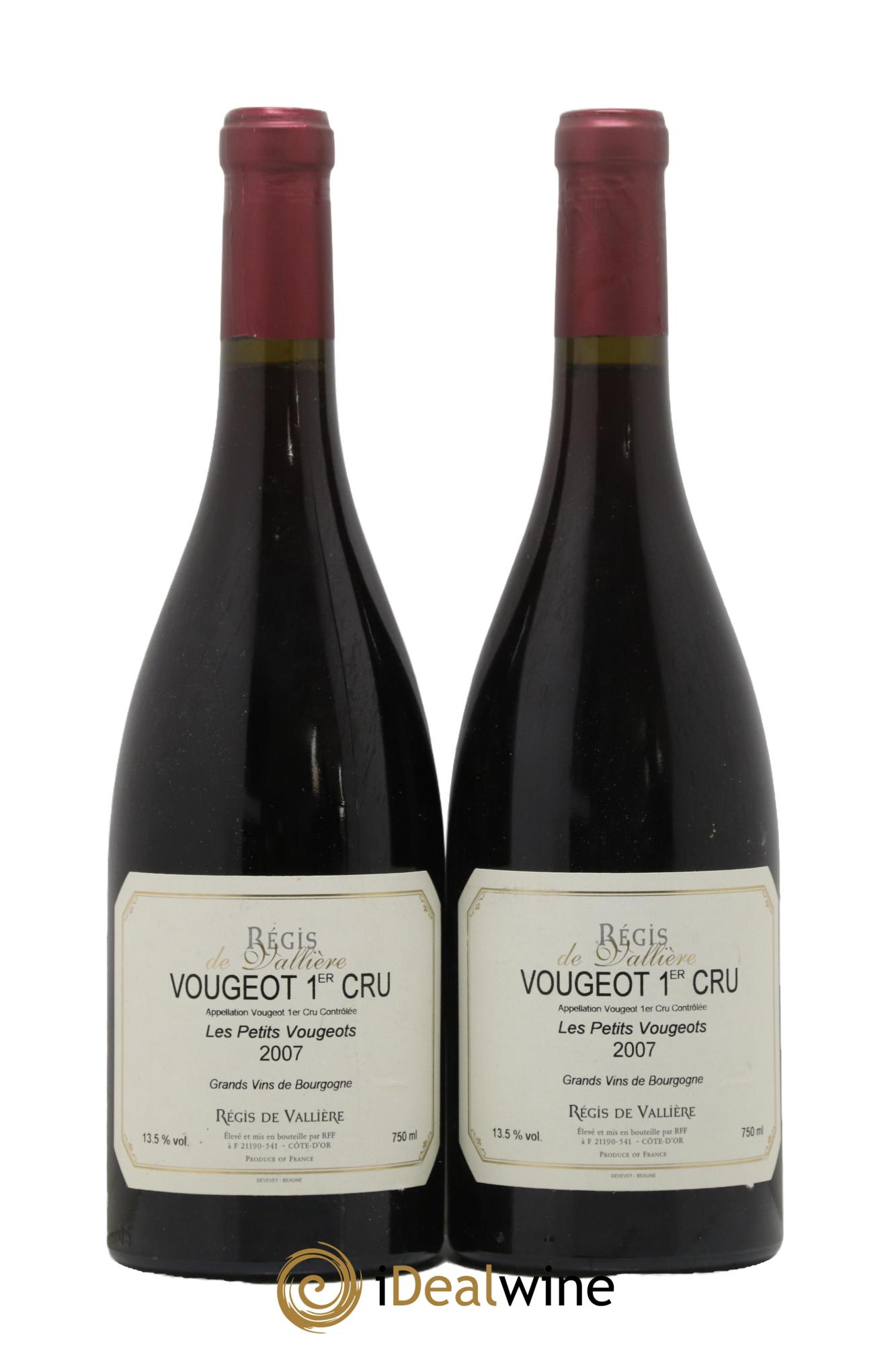 Vougeot 1er Cru Petits Vougeots Regis De Valliere 2007 - Lot de 2 bouteilles - 0