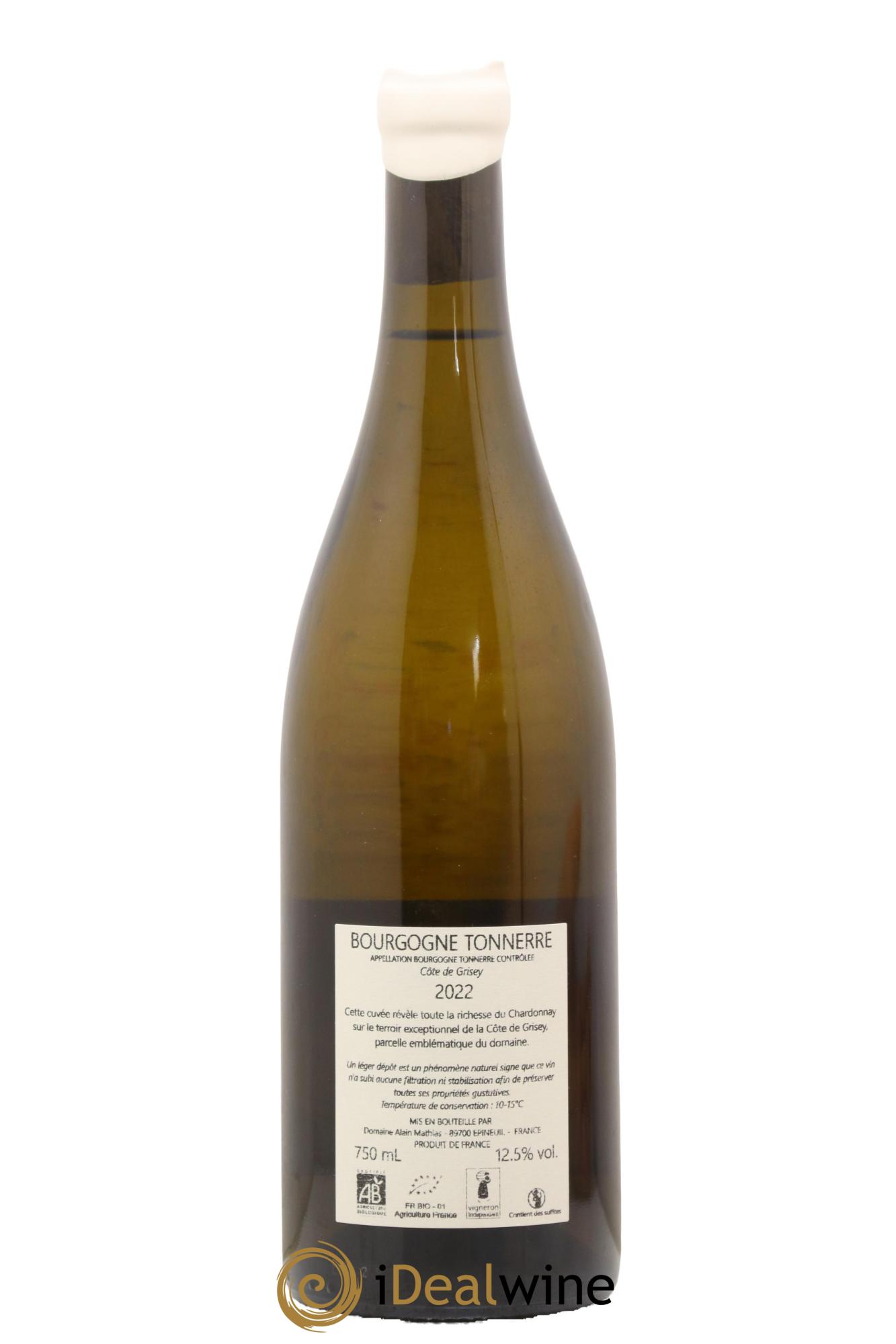 Bourgogne Tonnerre Côte de Grisey Domaine Alain Mathias 2022 - Lot de 1 bouteille - 1