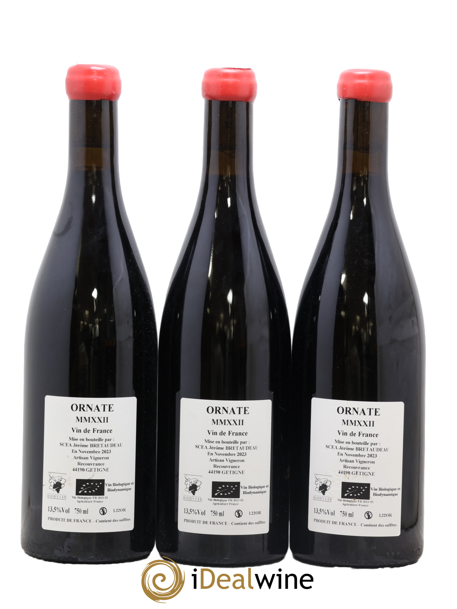 Vin de France Merlot Ornaté Jérôme Bretaudeau - Domaine de Bellevue 2022 - Posten von 3 Flaschen - 1