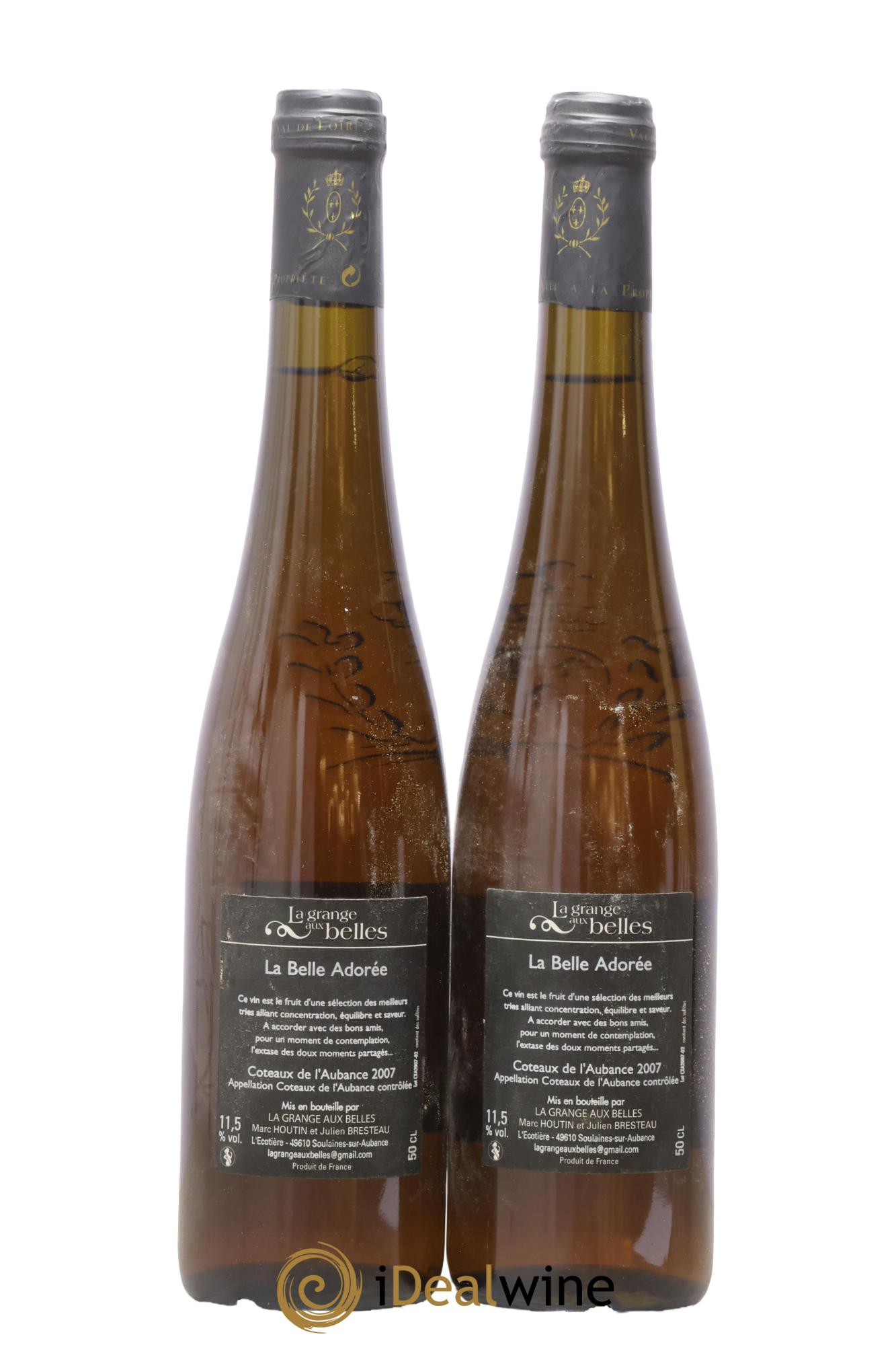 Coteaux de l'Aubance La Belle Adorée Grange Aux Belles 2007 - Lot of 2 500ml formats - 1