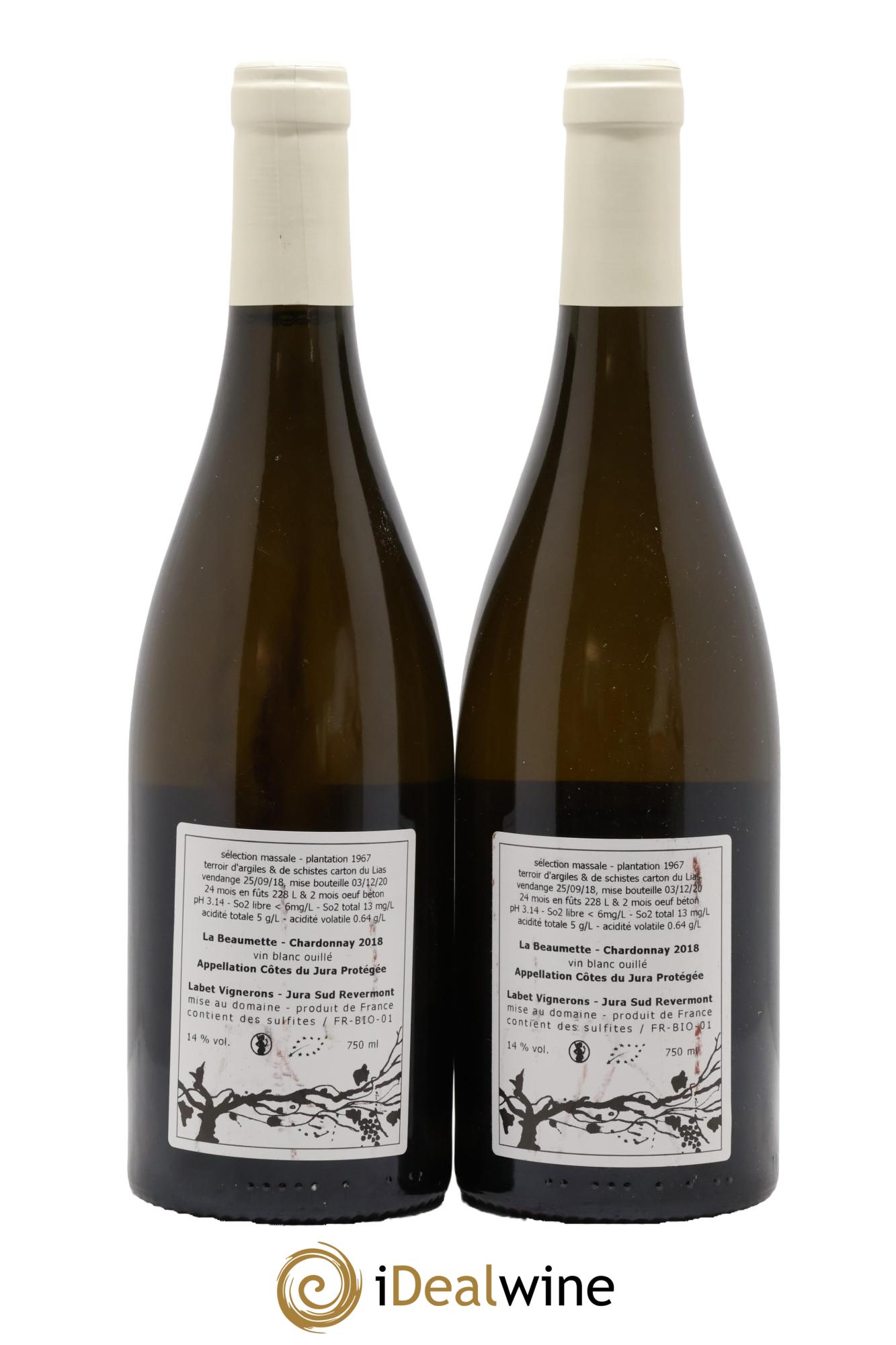 Côtes du Jura Chardonnay La Beaumette Labet (Domaine) 2018 - Lot de 2 bouteilles - 1