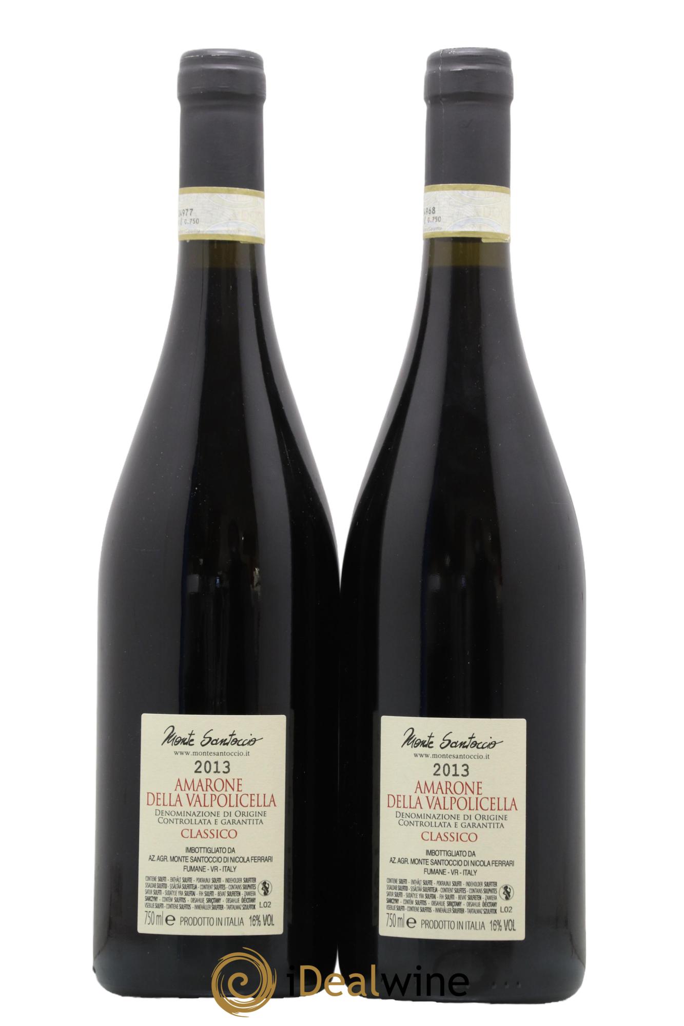 Amarone della Valpolicella DOC Classico Monte Santoccio 2013 - Lot of 2 bottles - 1