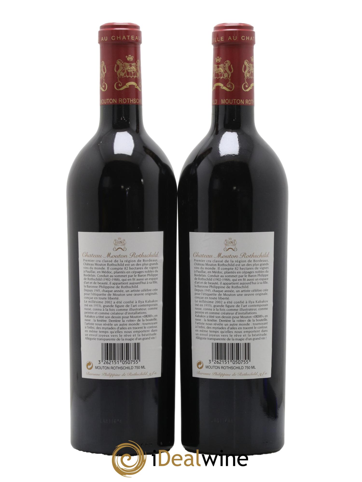 Château Mouton Rothschild 1er Grand Cru Classé 2002 - Lot de 2 bouteilles - 1