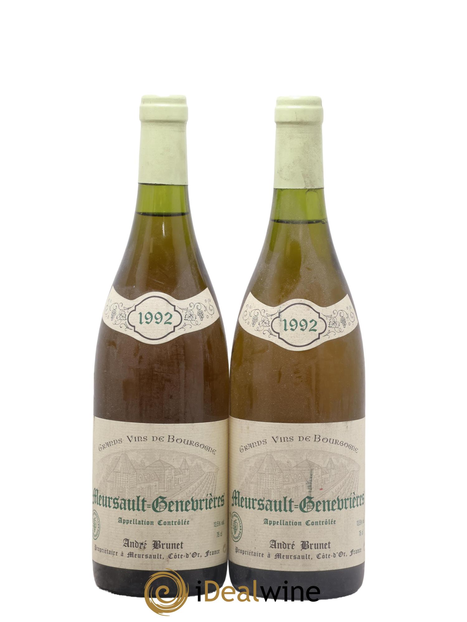Meursault 1er Cru Genevrières André Brunet 1992 - Lot of 2 bottles - 0
